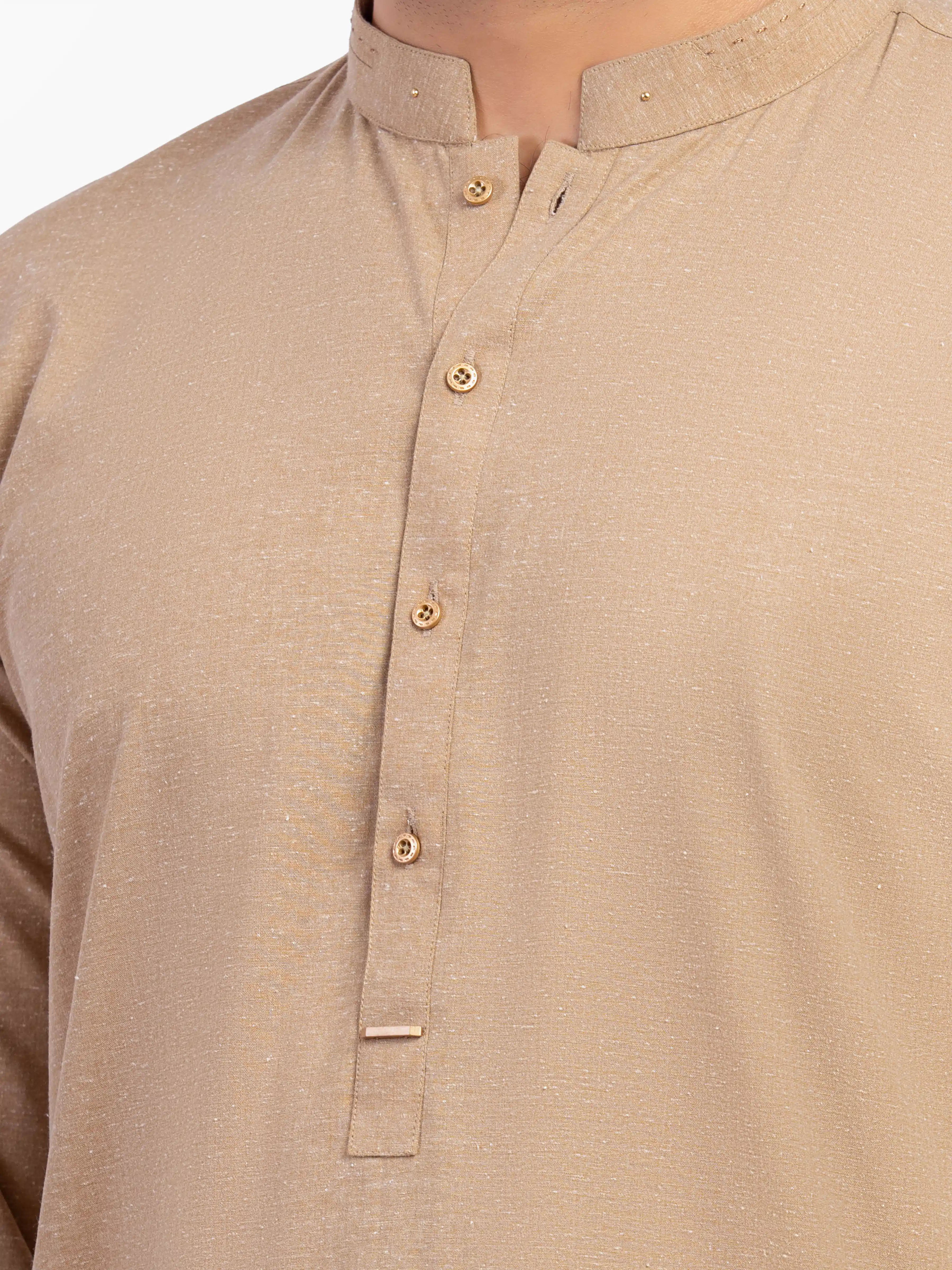 Men's Fawn Kurta Pajama - EMTKPT5-073 - Image 3