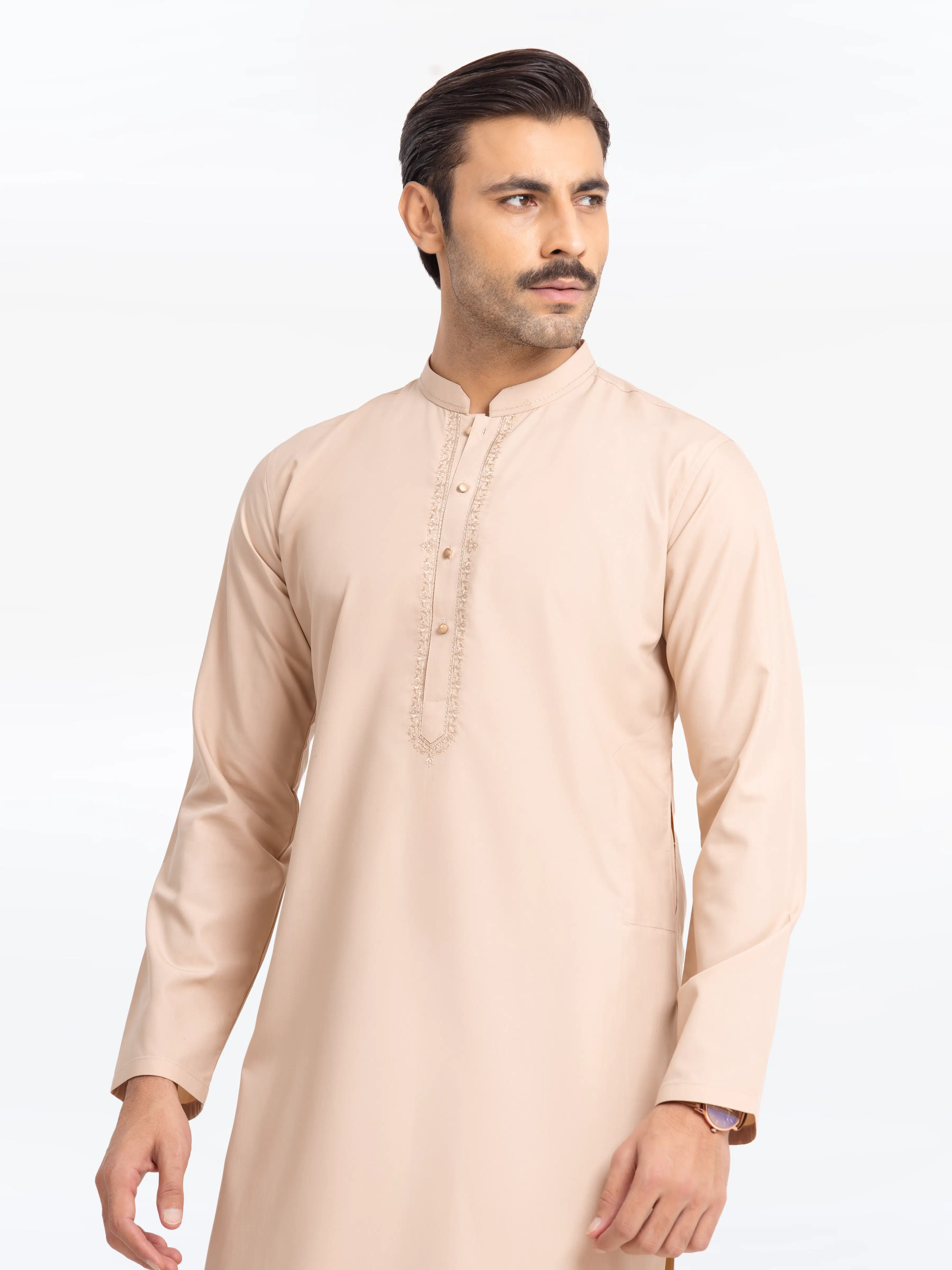 Men's Fawn Shalwar Kameez - EMTKS24S-41137 - Image 2