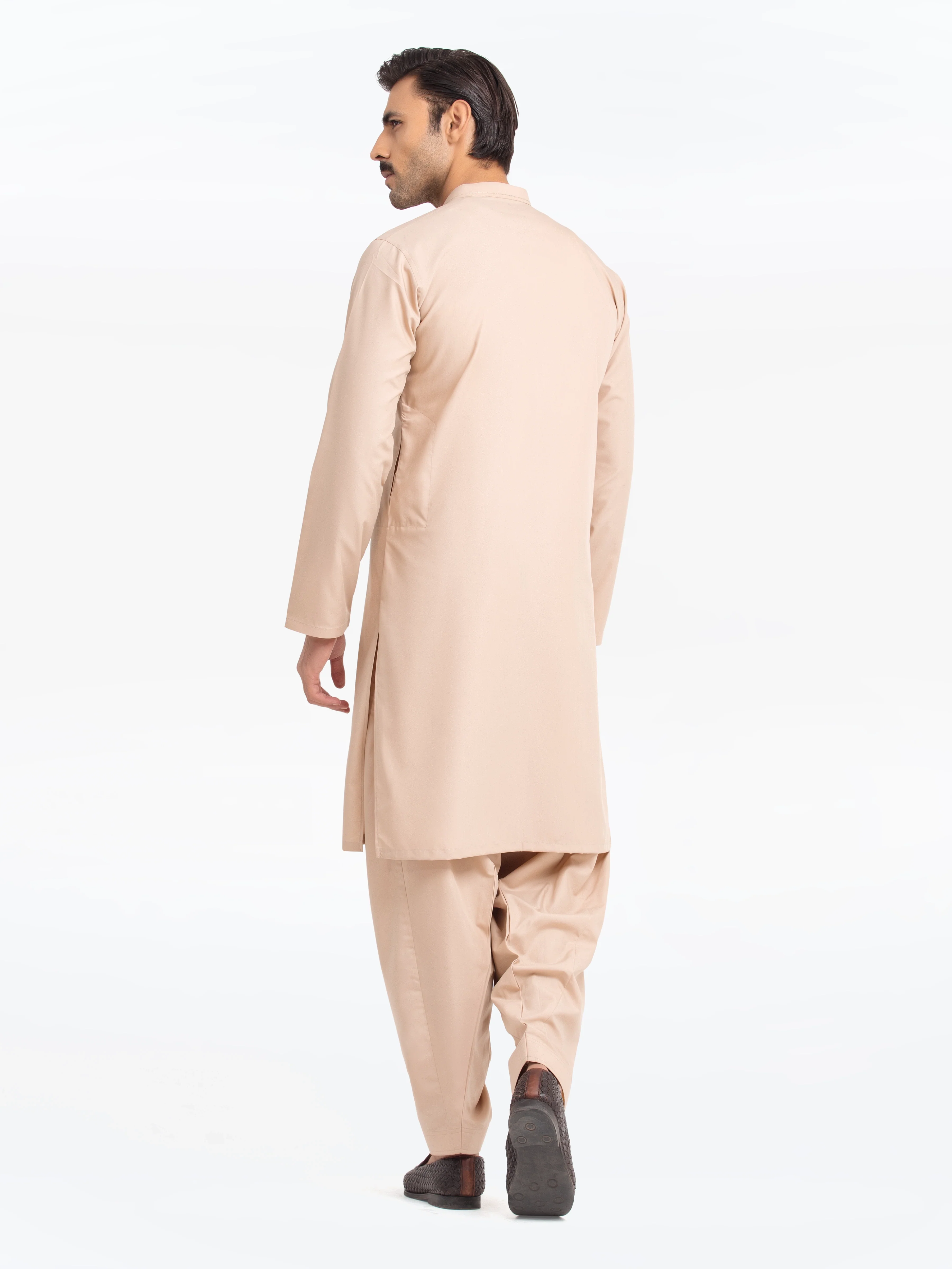 Men's Fawn Shalwar Kameez - EMTKS24S-41137 - Image 5