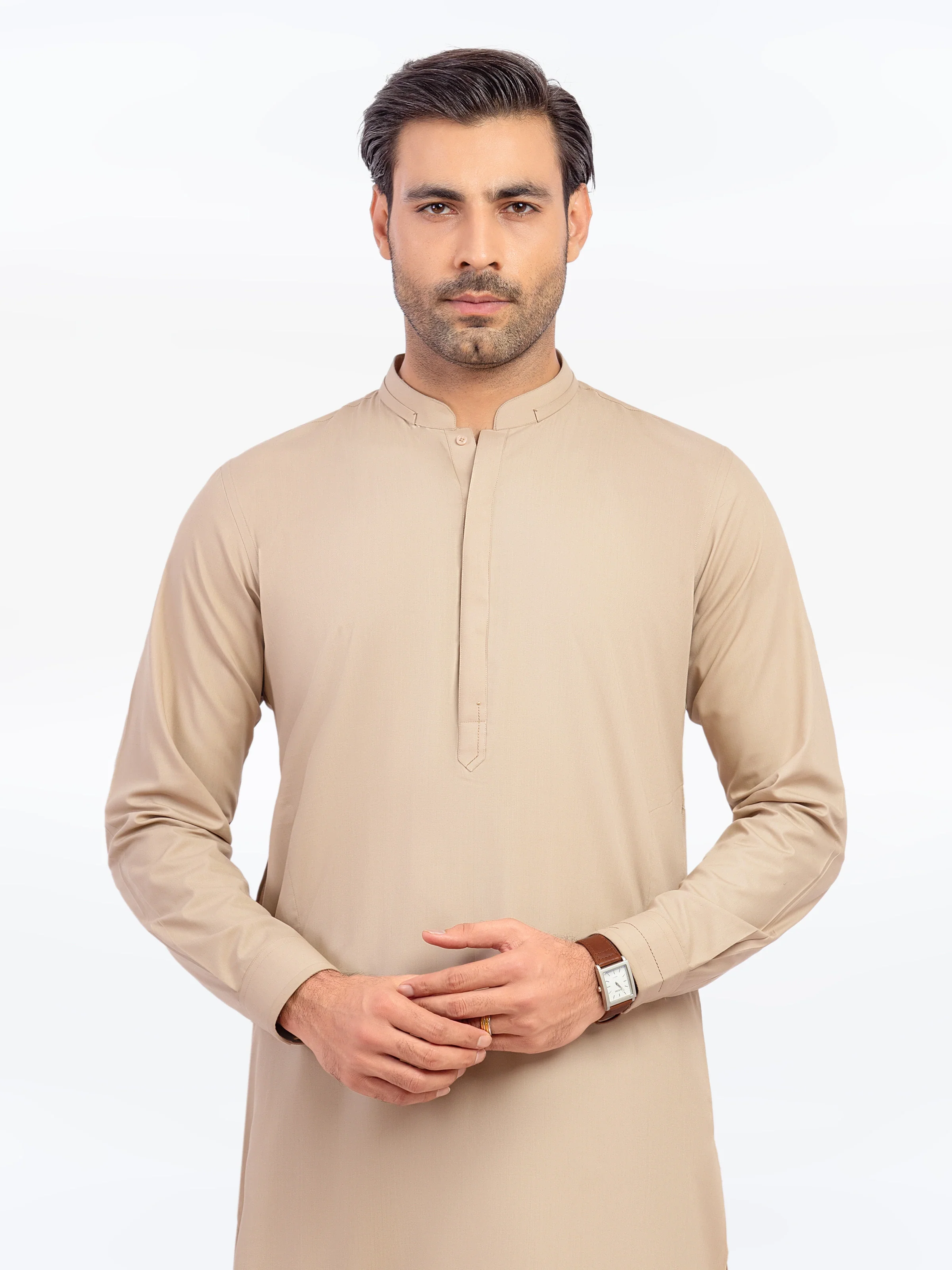 Men's Fawn Shalwar Kameez - EMTKST5-99567 - Image 2