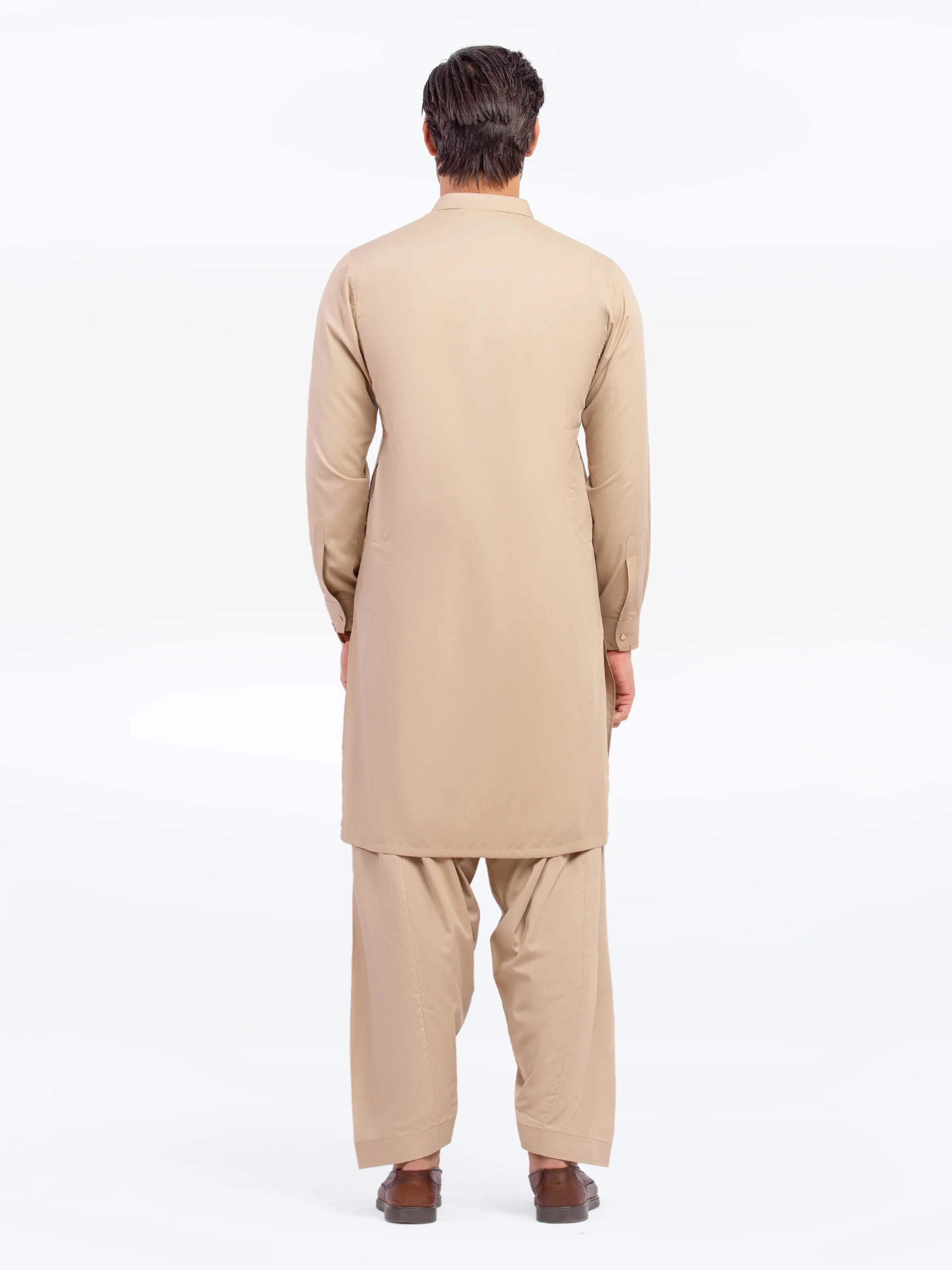 Men's Fawn Shalwar Kameez - EMTKST5-99567 - Image 4