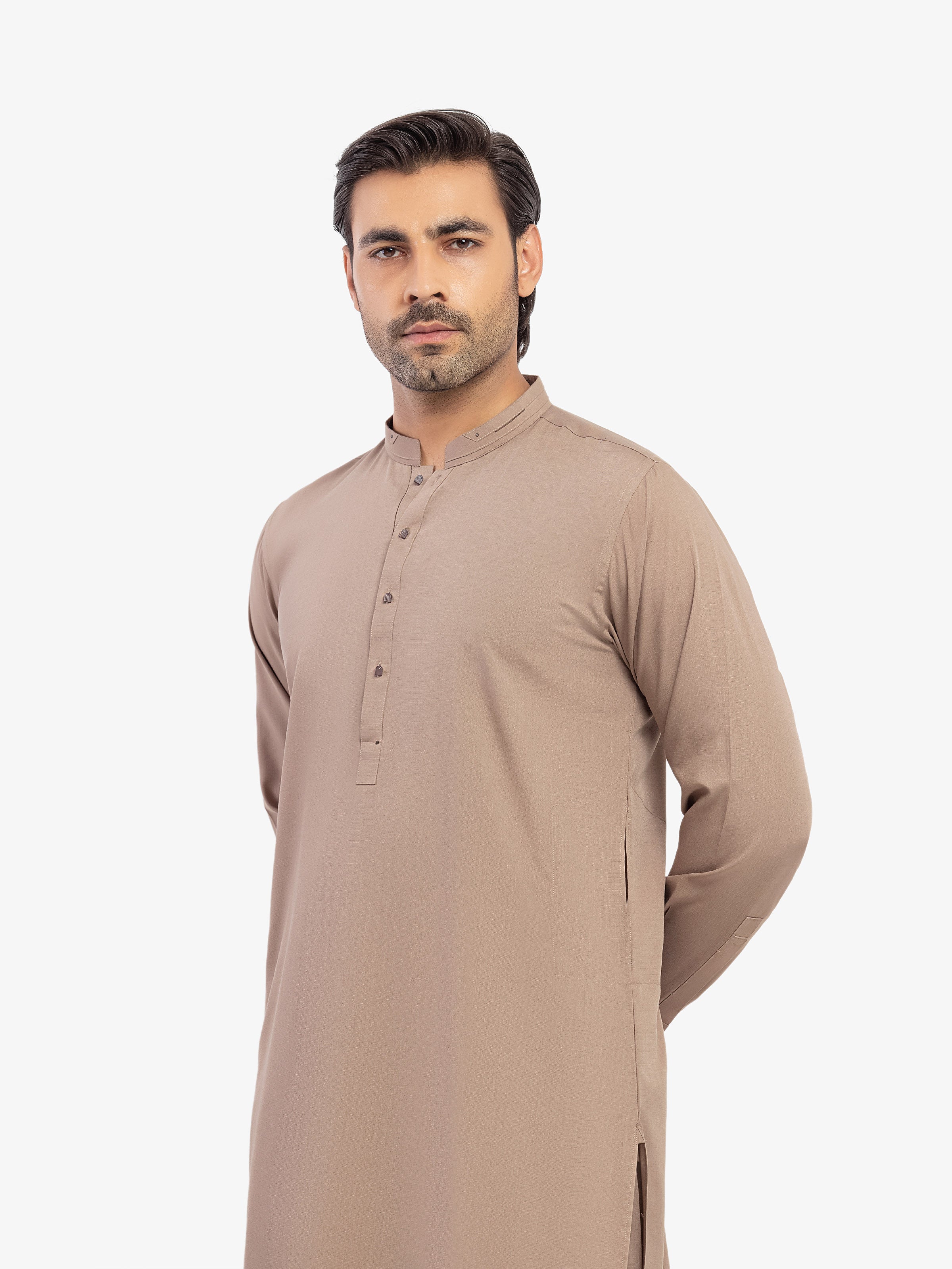 Men's Fawn Shalwar Kameez - EMTKST5-99598 - Image 2