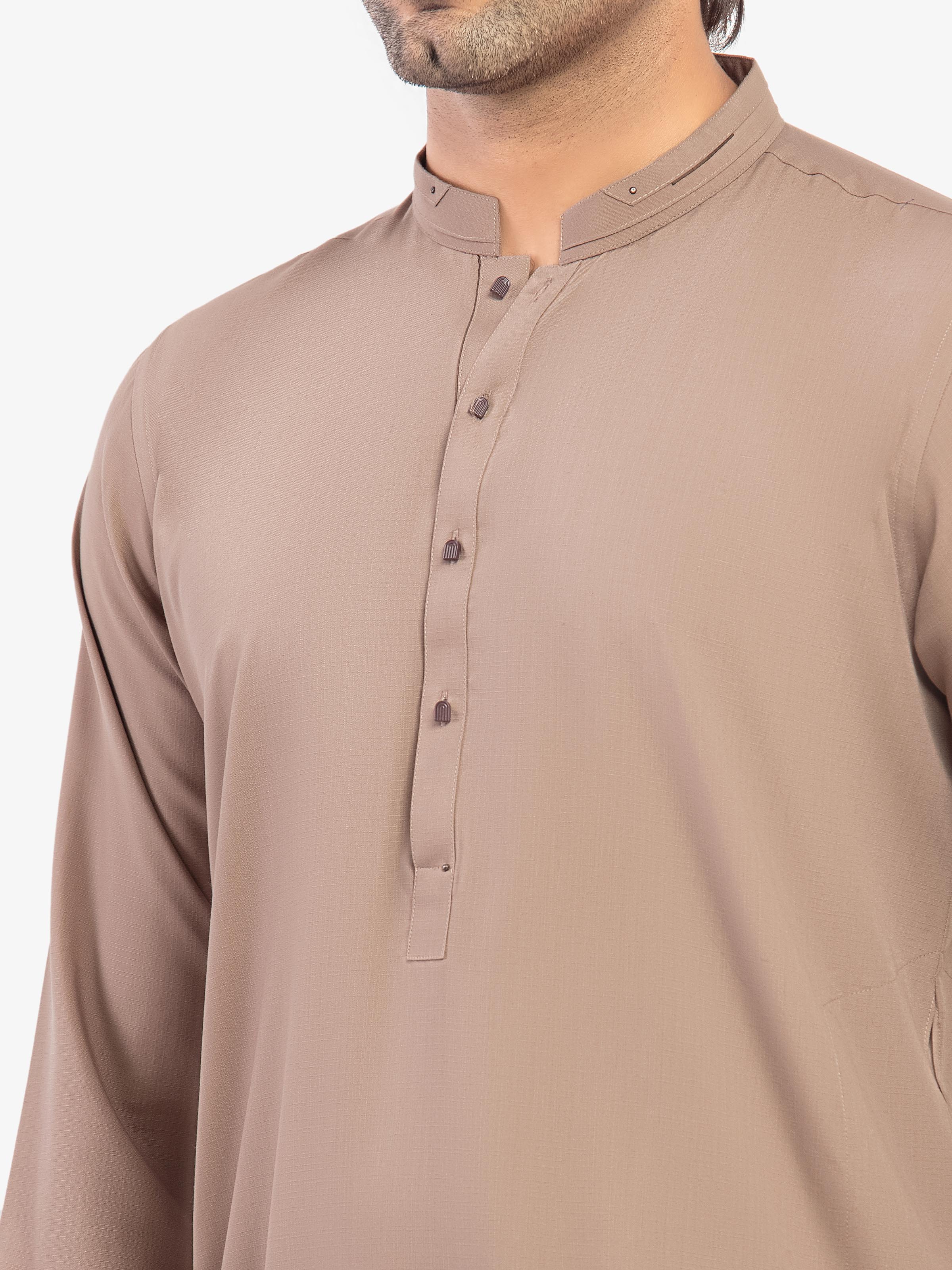 Men's Fawn Shalwar Kameez - EMTKST5-99598 - Image 4