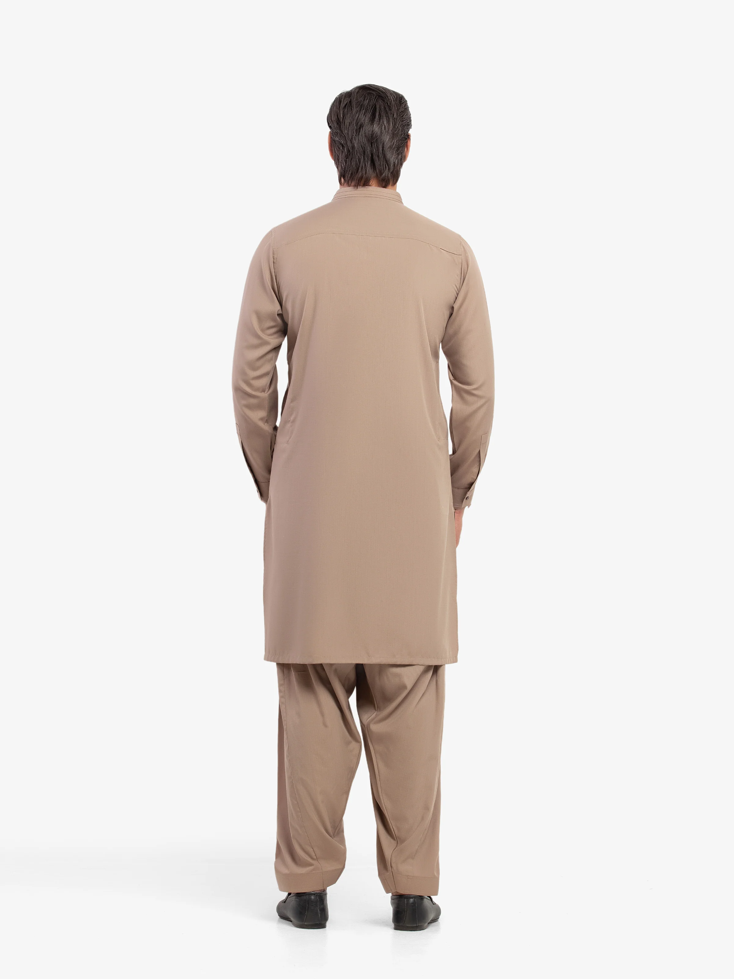 Men's Fawn Shalwar Kameez - EMTKST5-99598 - Image 6
