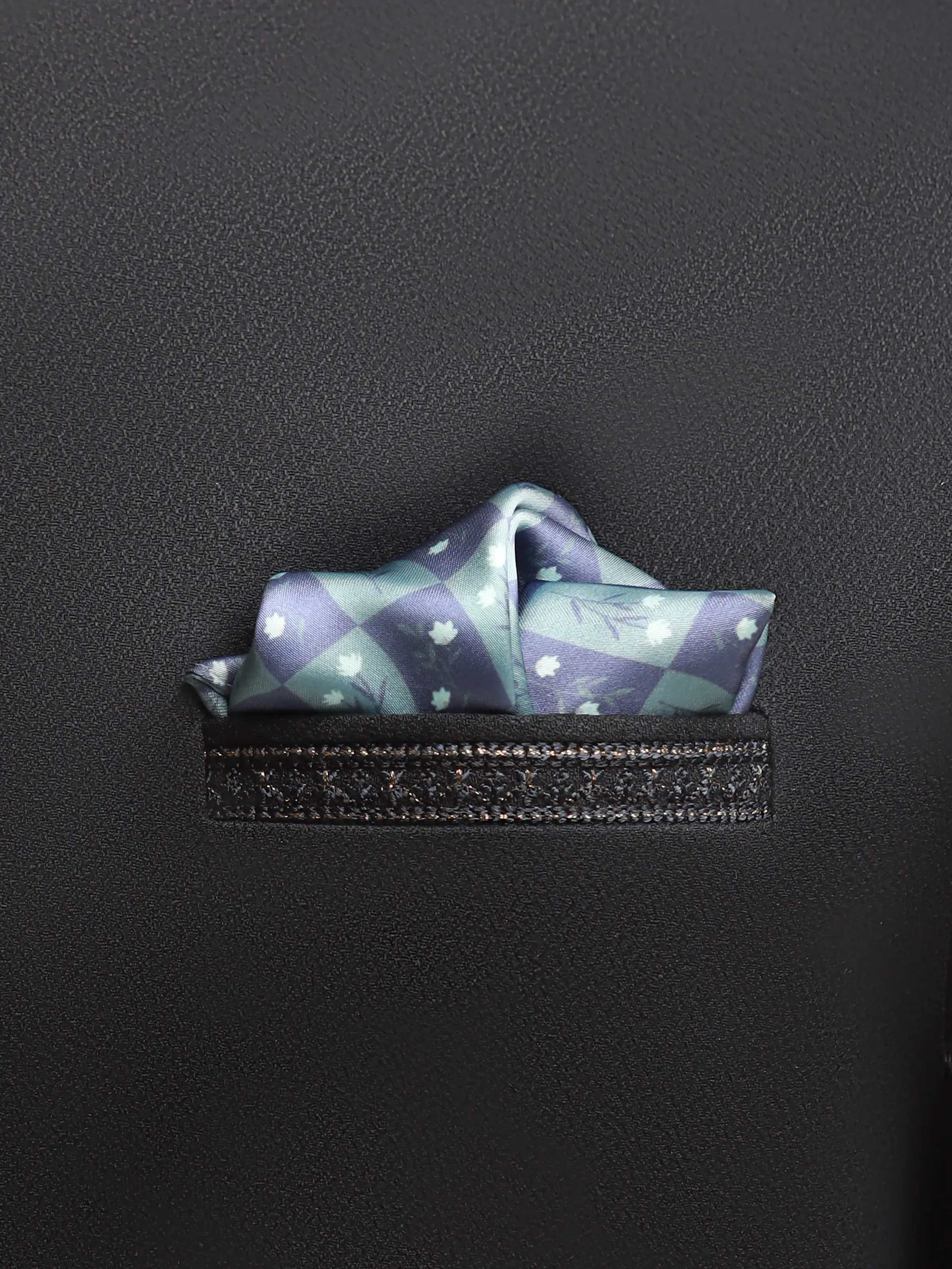 Men's Grey & Blue Pocket Square - EAMPS5-006