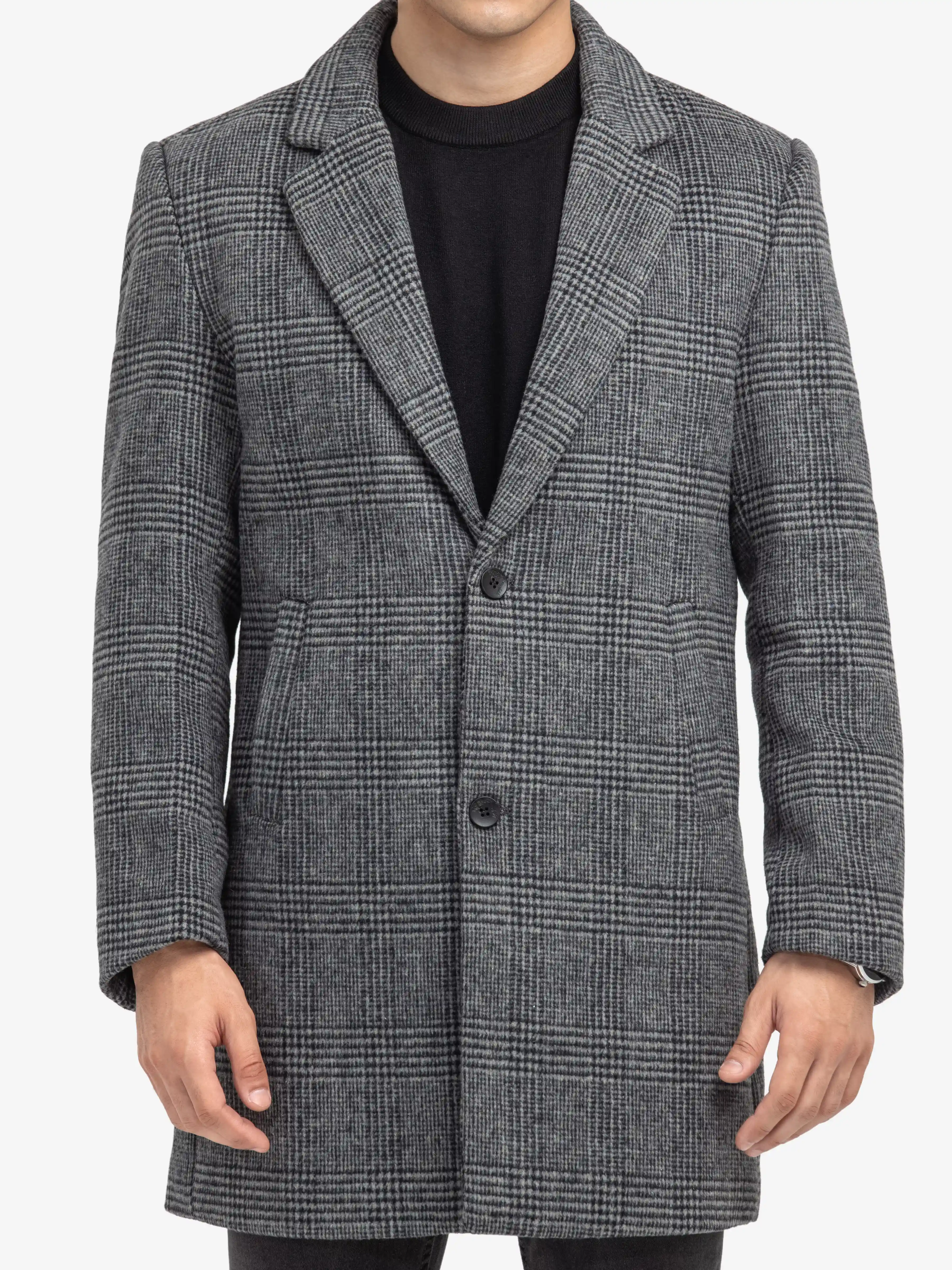 Men's Grey Long Coat - EMTC24-002 - Image 2