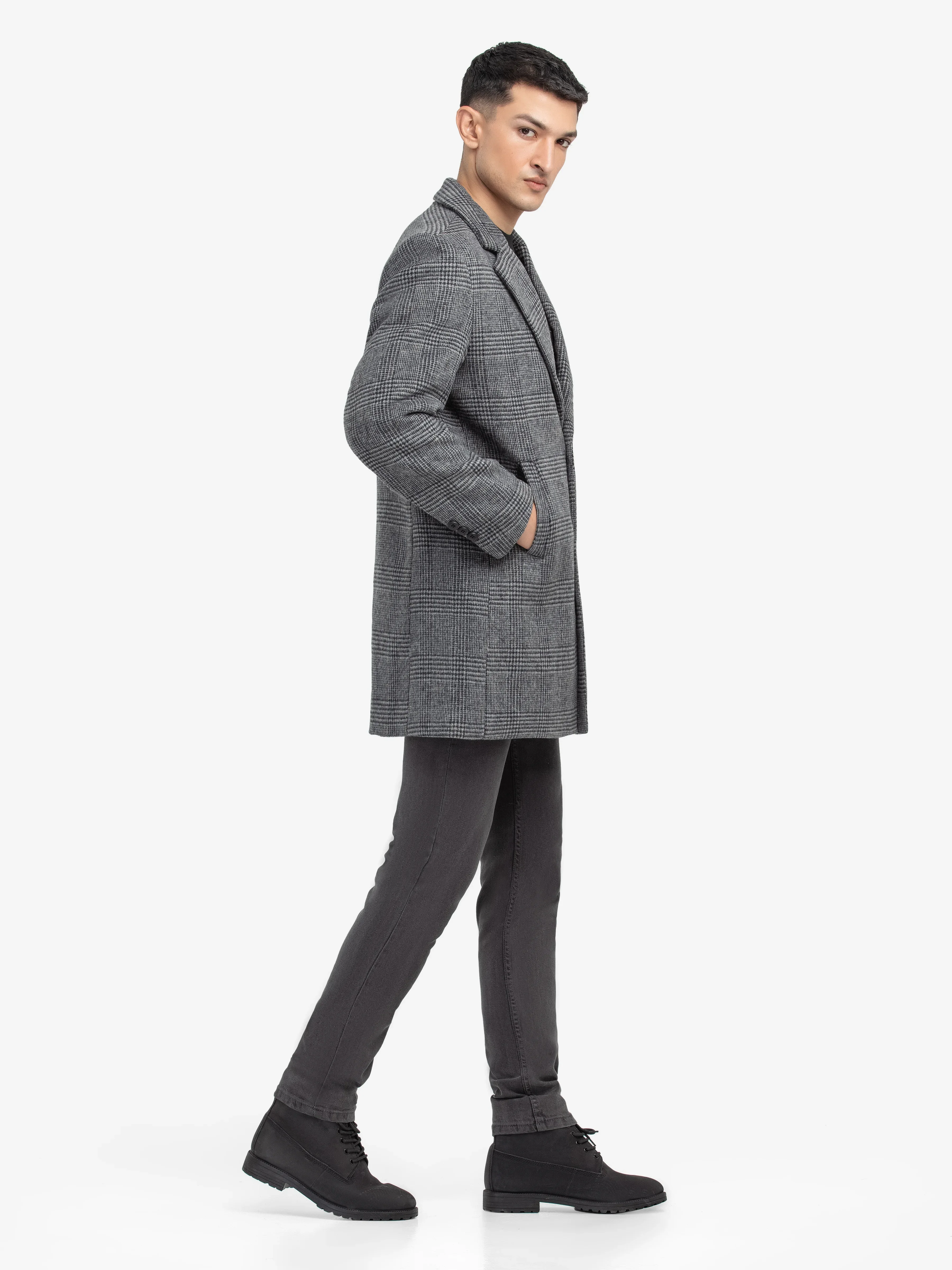 Men's Grey Long Coat - EMTC24-002 - Image 3