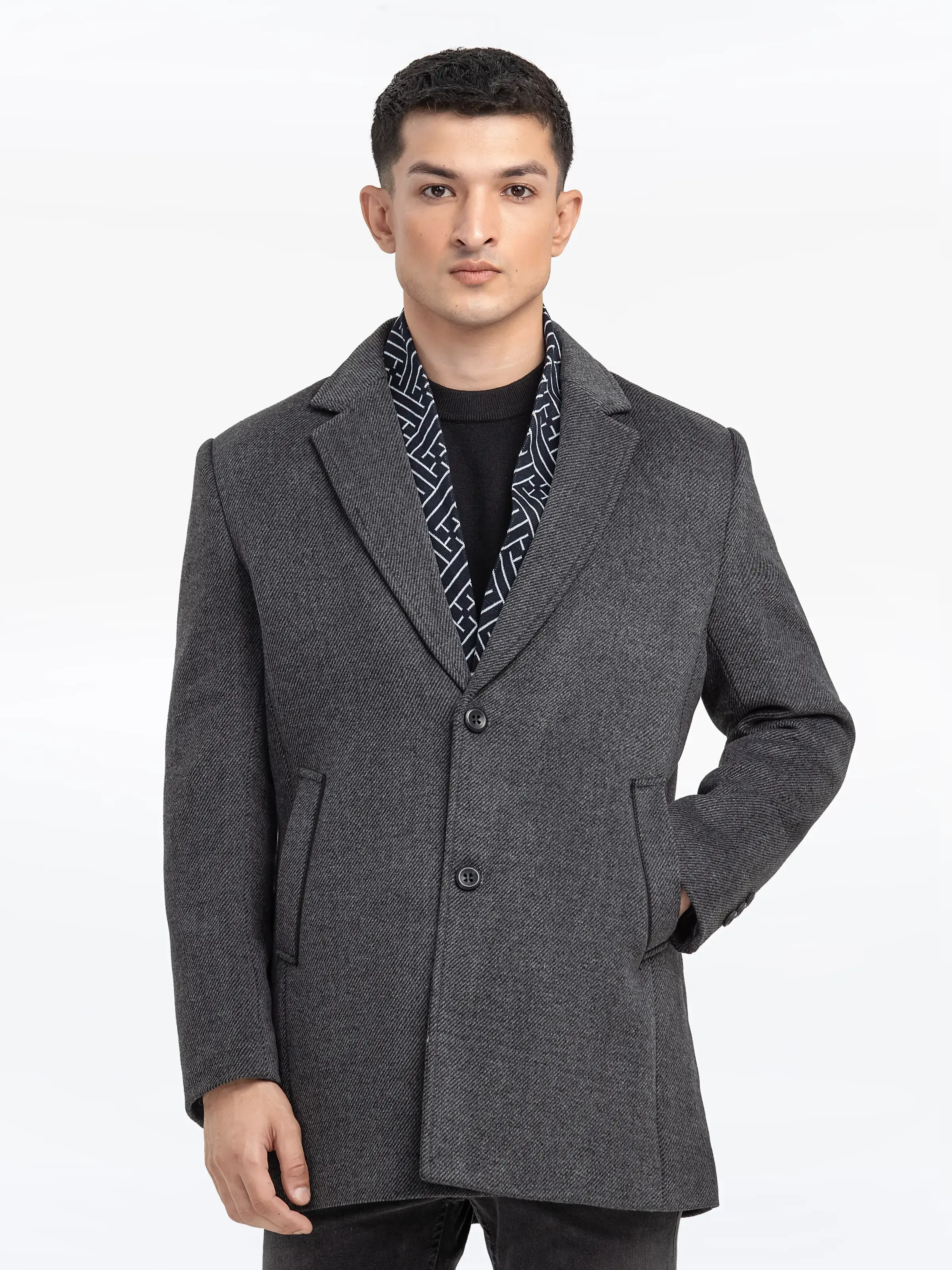 Men's Grey Long Coat - EMTC24-003 - Image 2