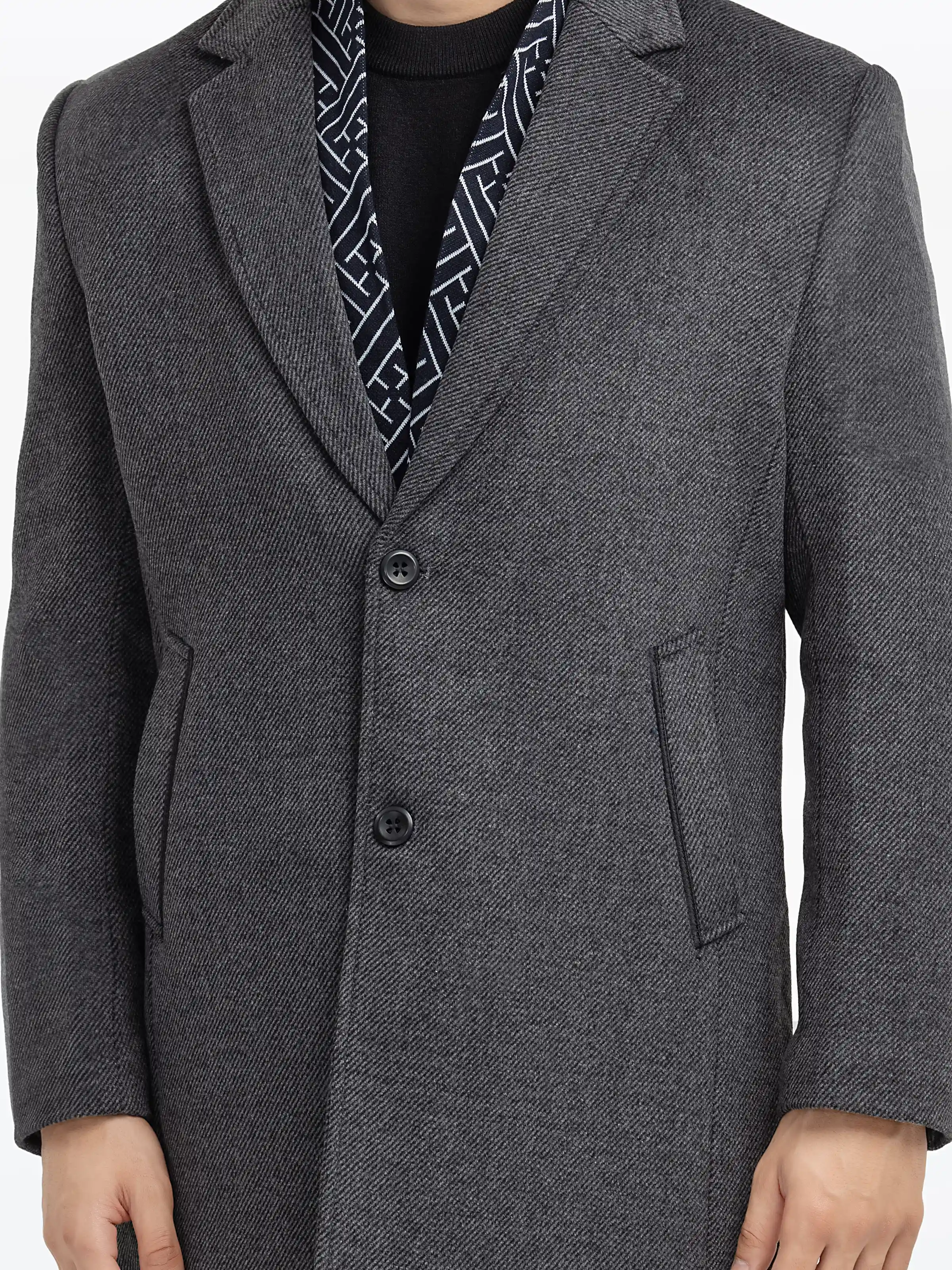 Men's Grey Long Coat - EMTC24-003 - Image 3
