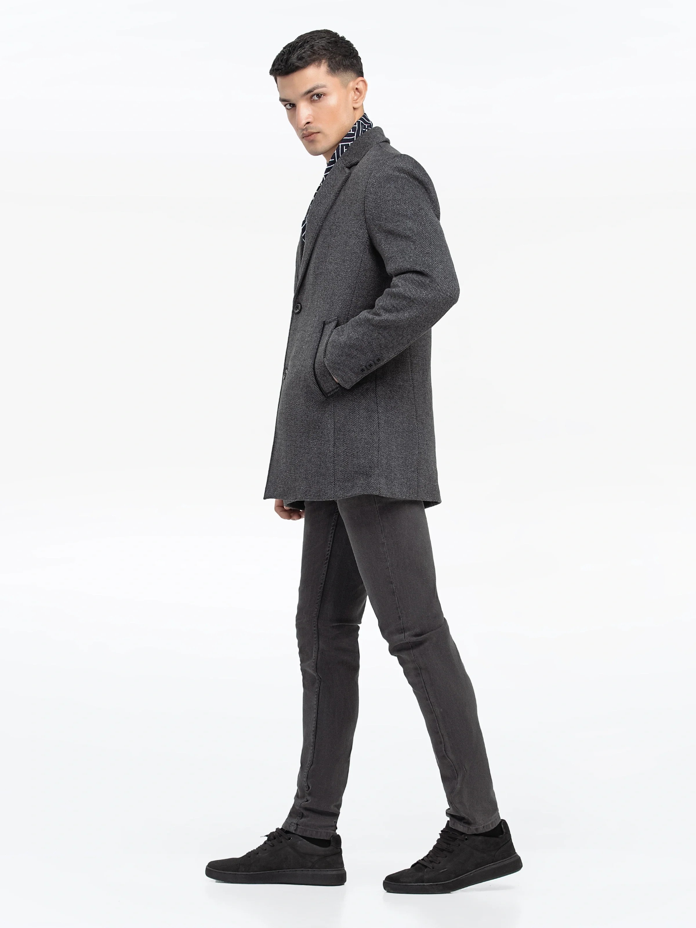 Men's Grey Long Coat - EMTC24-003 - Image 4