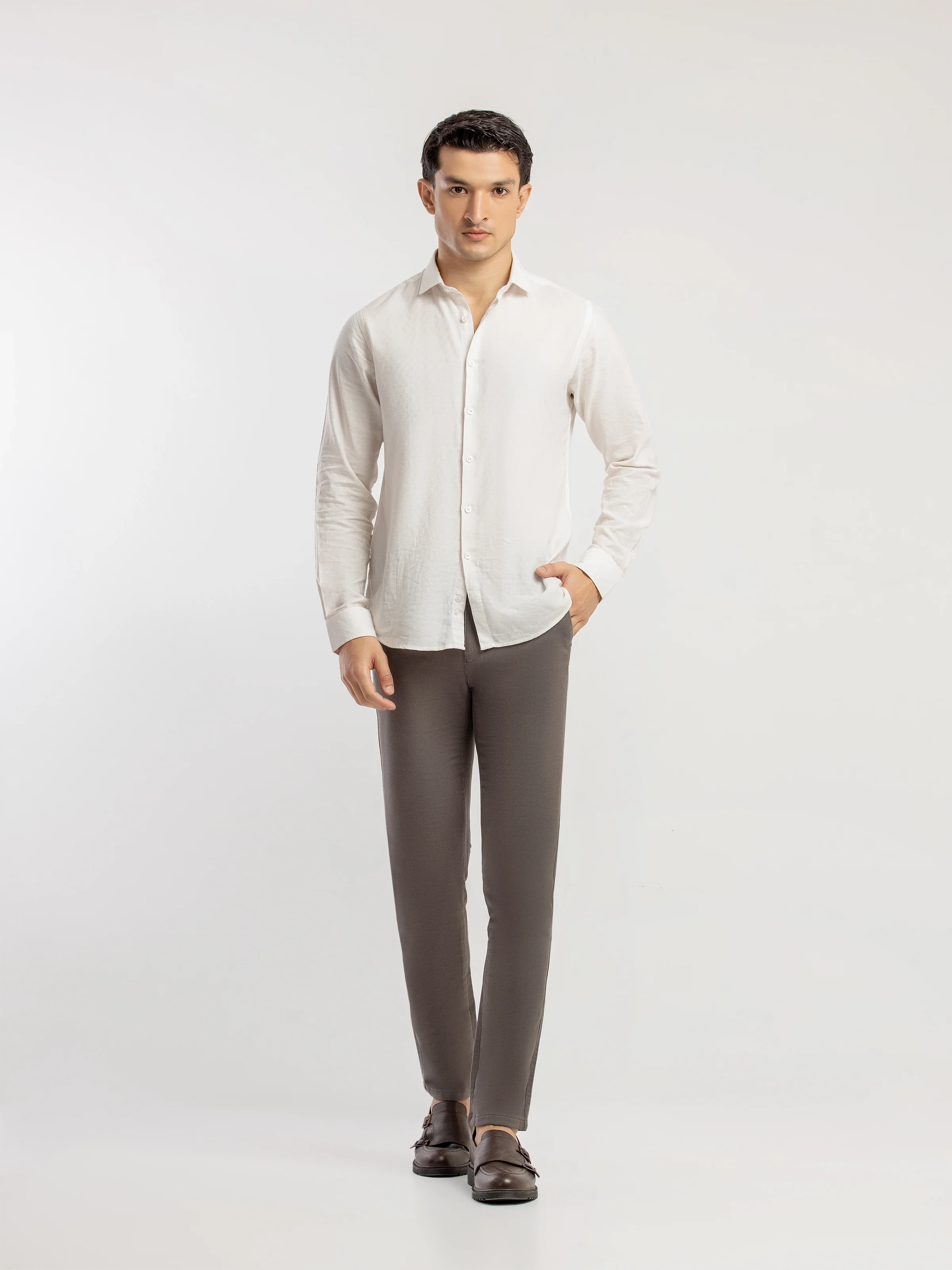 Men's Grey Formal Pant - EMBPF6-15305 - Image 2