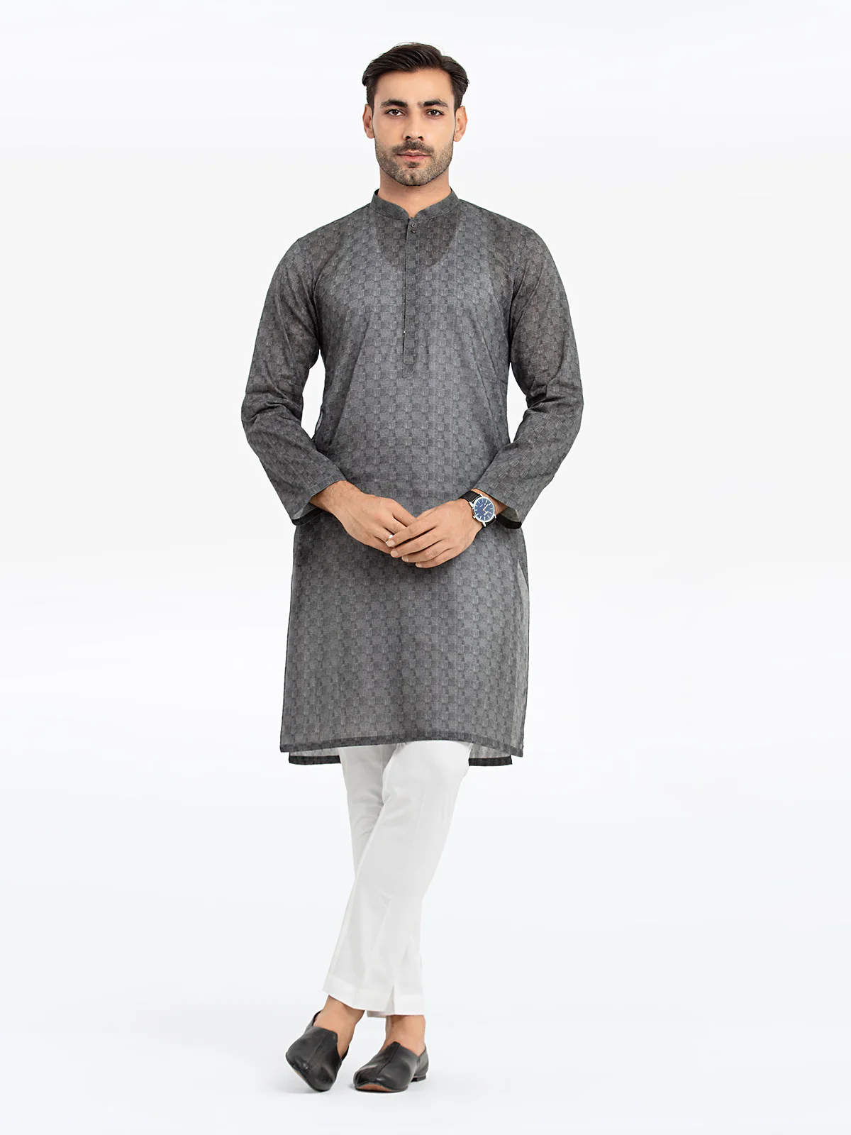 Men's Grey Kurta - EMTKC24S-130 - Image 2
