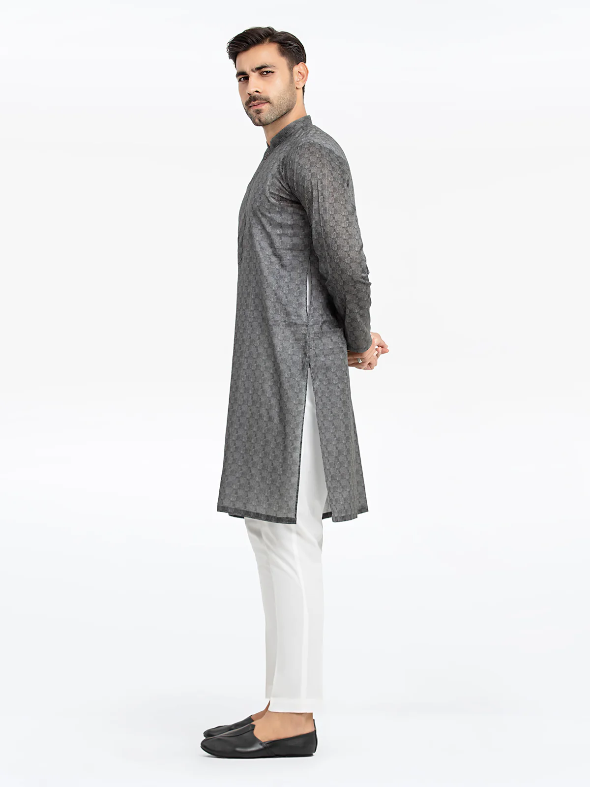 Men's Grey Kurta - EMTKC24S-130 - Image 5