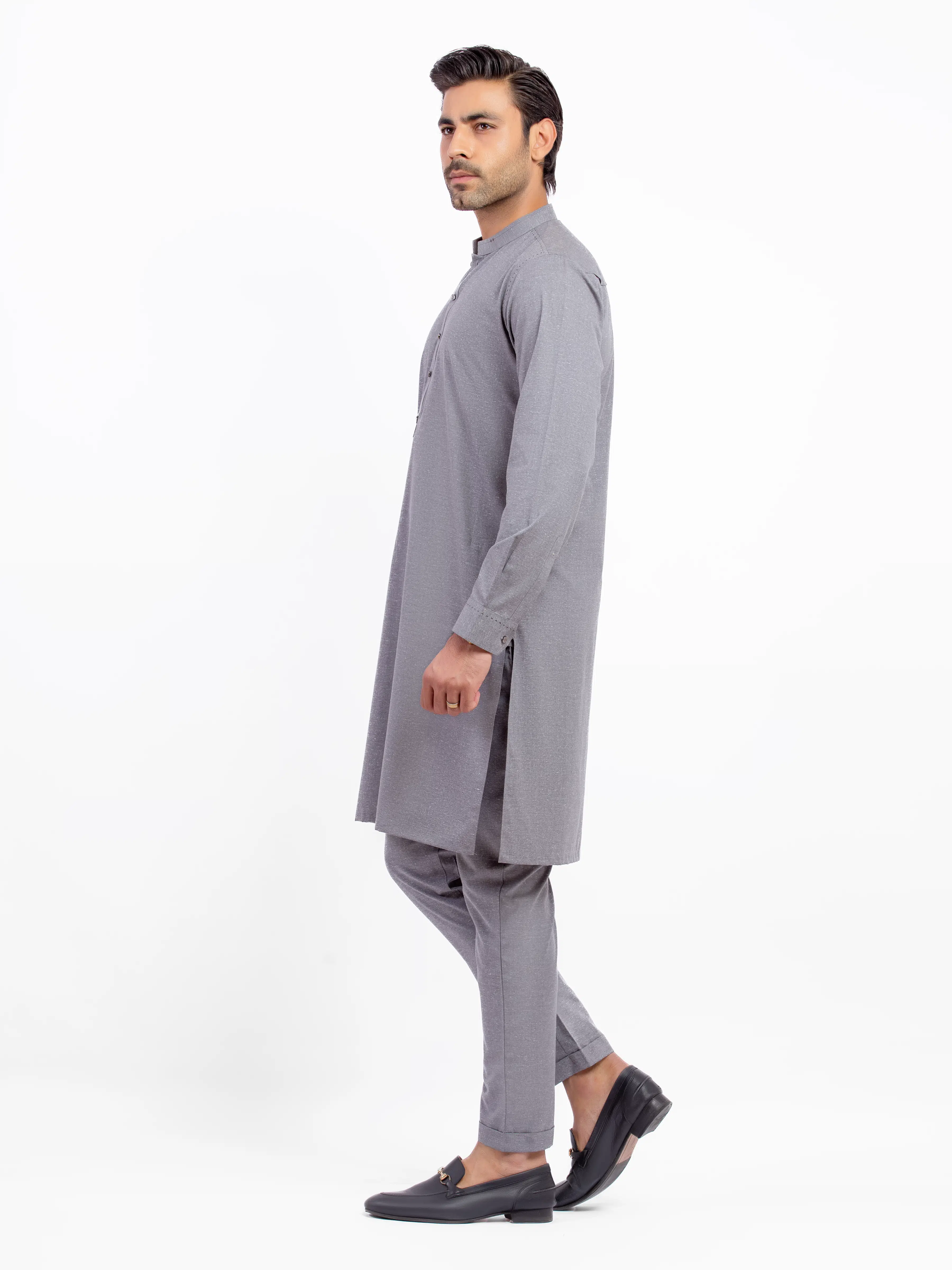 Men's Grey Kurta Pajama - EMTKPT5-072 - Image 4