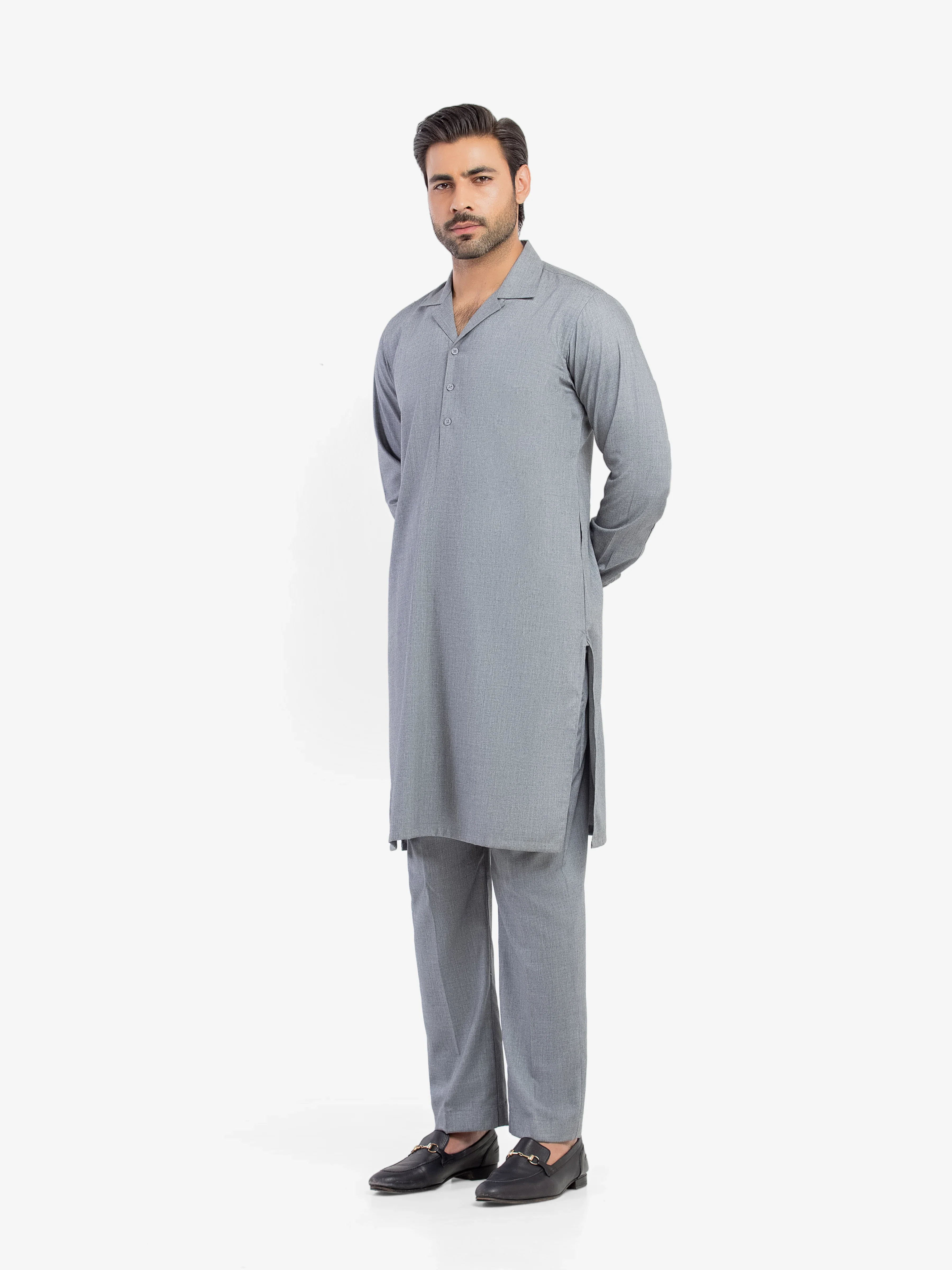 Men's Grey Kurta Pajama - EMTKPT5-087 - Image 4