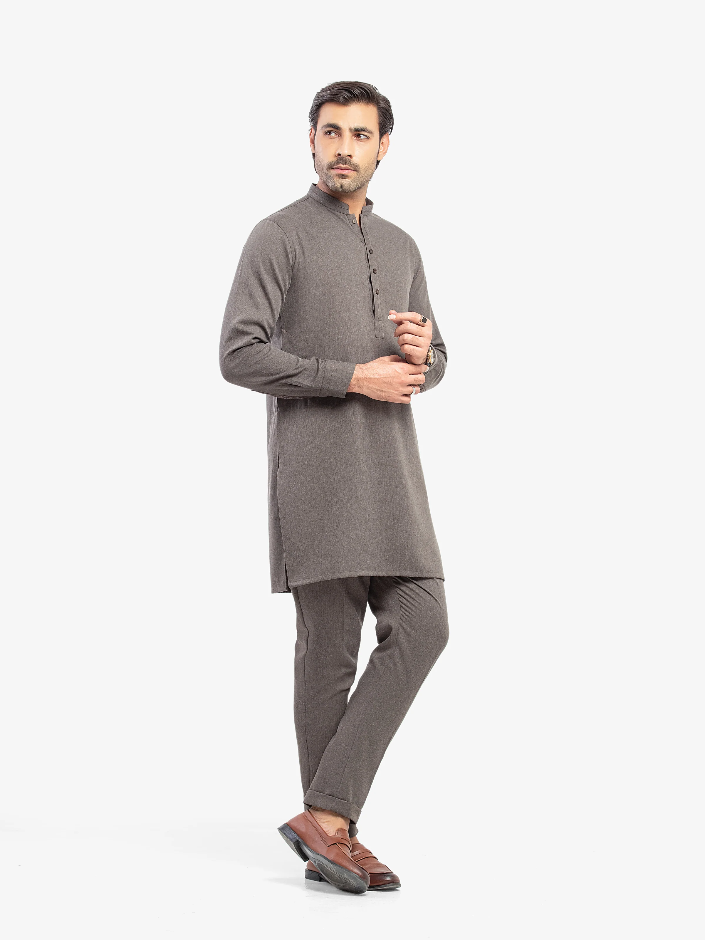 Men's Grey Kurta Pajama - EMTKPT5-088 - Image 4