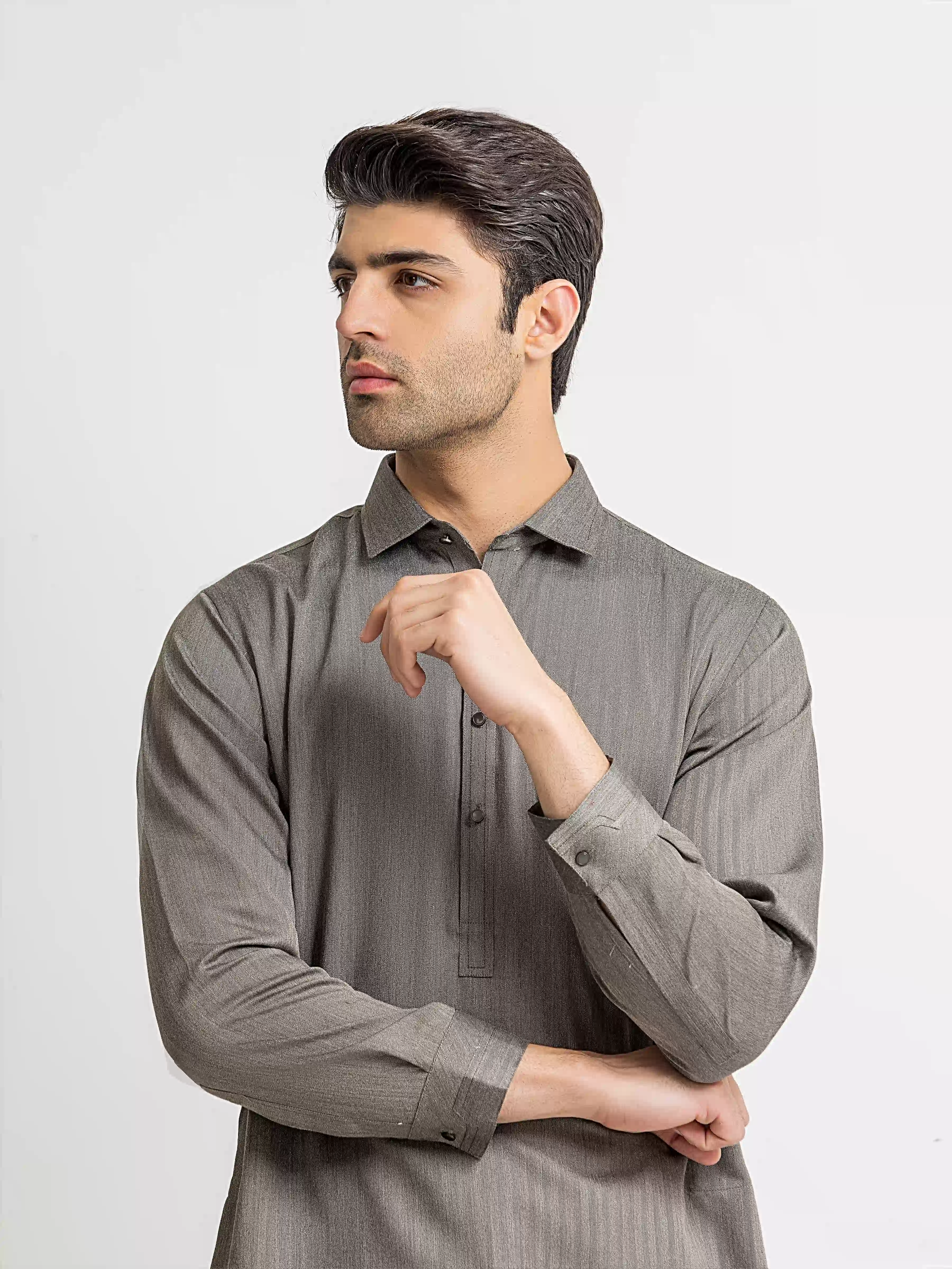 Men's Grey Kurta Pajama - EMTKPT5-096 - Image 2