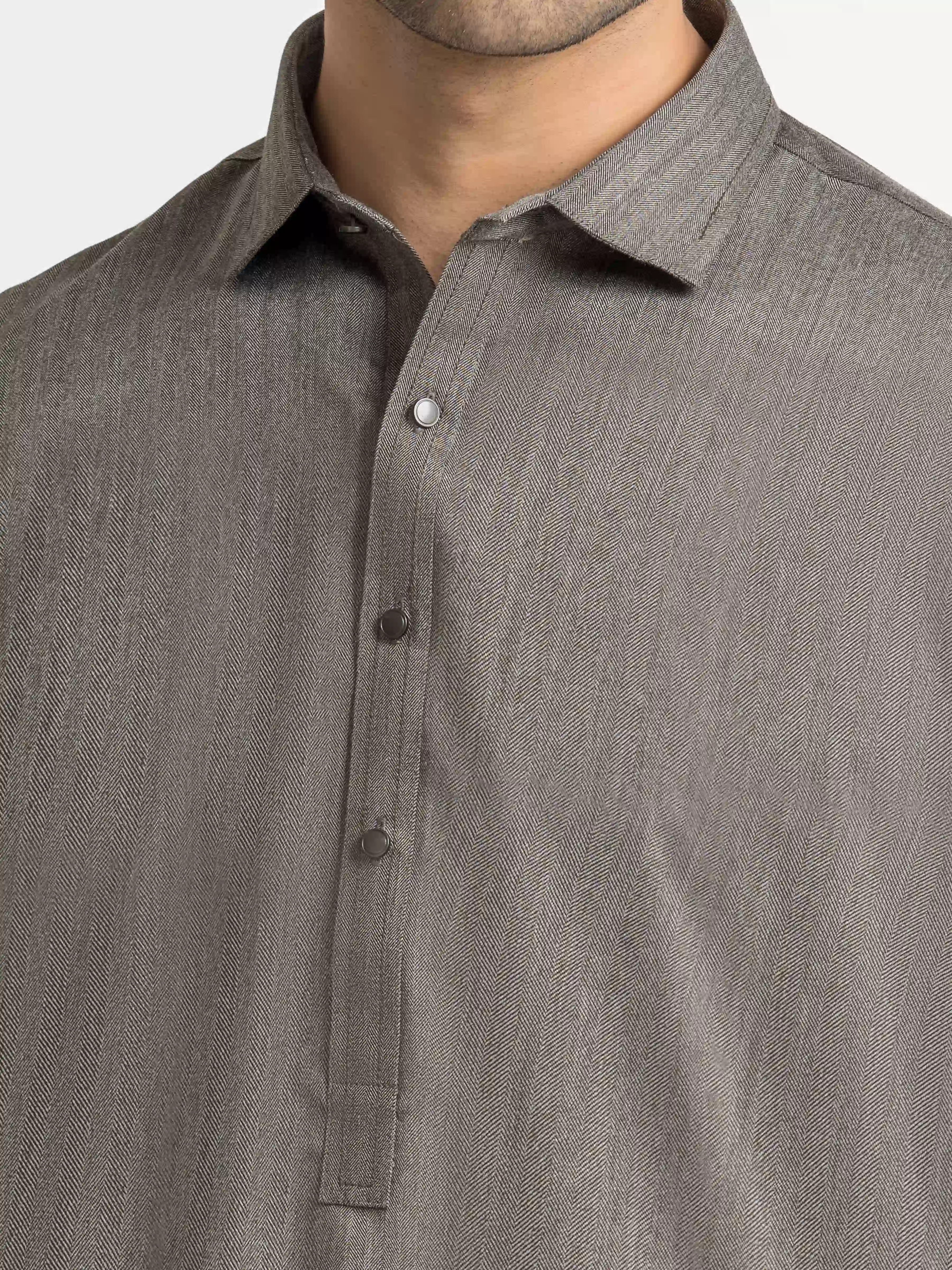Men's Grey Kurta Pajama - EMTKPT5-096 - Image 3