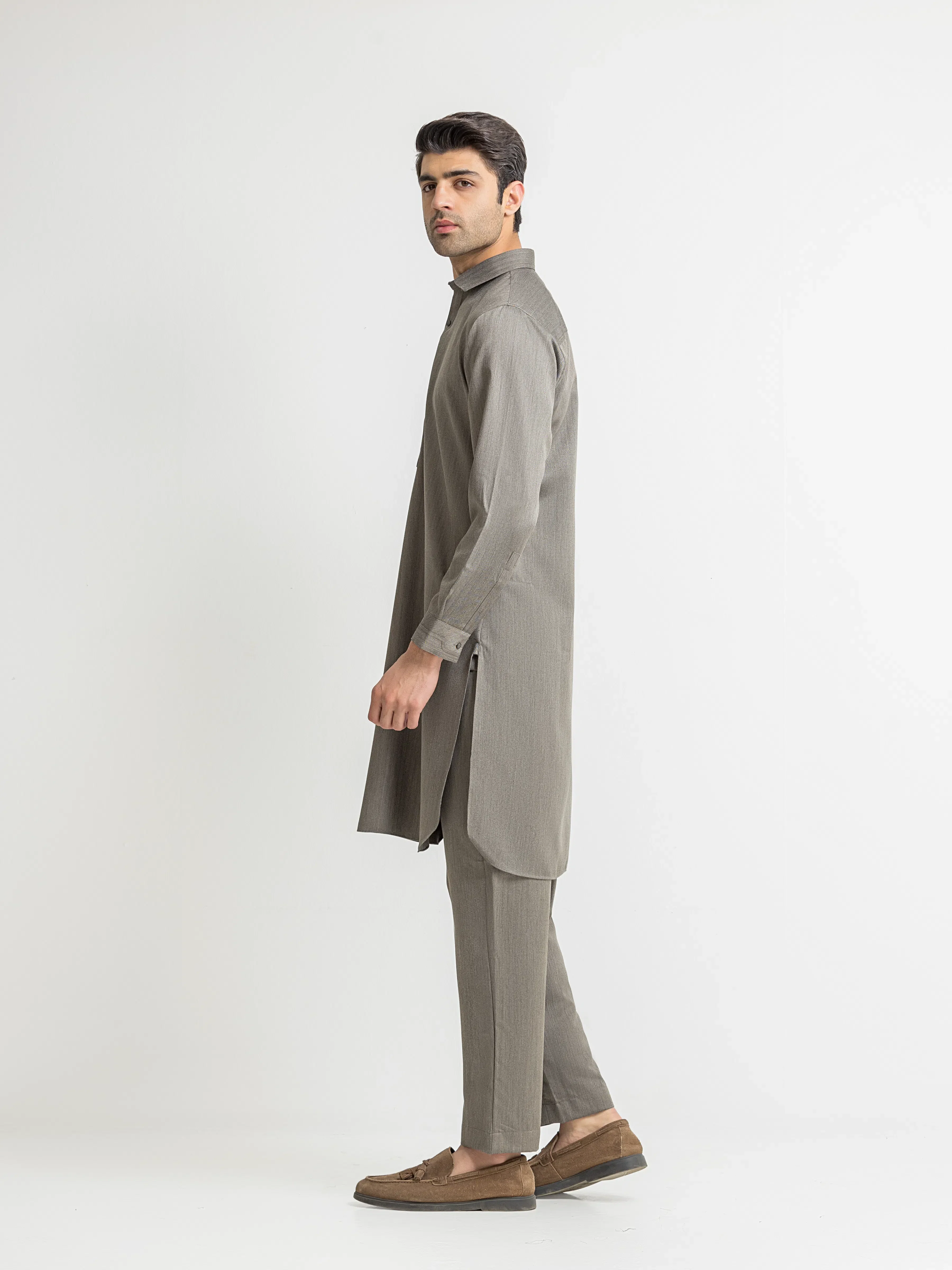 Men's Grey Kurta Pajama - EMTKPT5-096 - Image 4