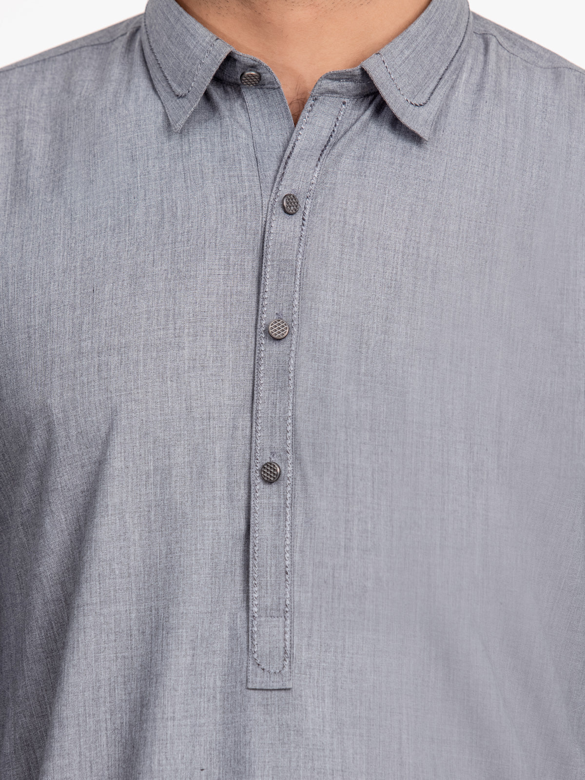 Men's Grey Shalwar Kameez - EMTKS24-41085 - Image 4