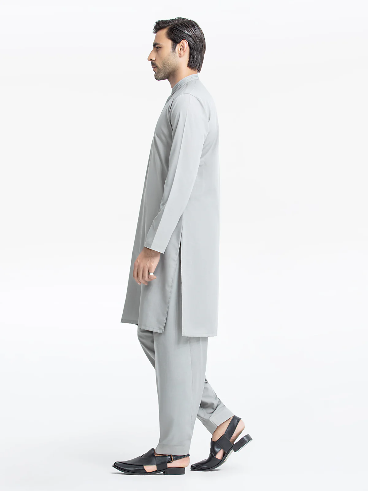 Men's Grey Shalwar Kameez - EMTKS24-41100 - Image 3