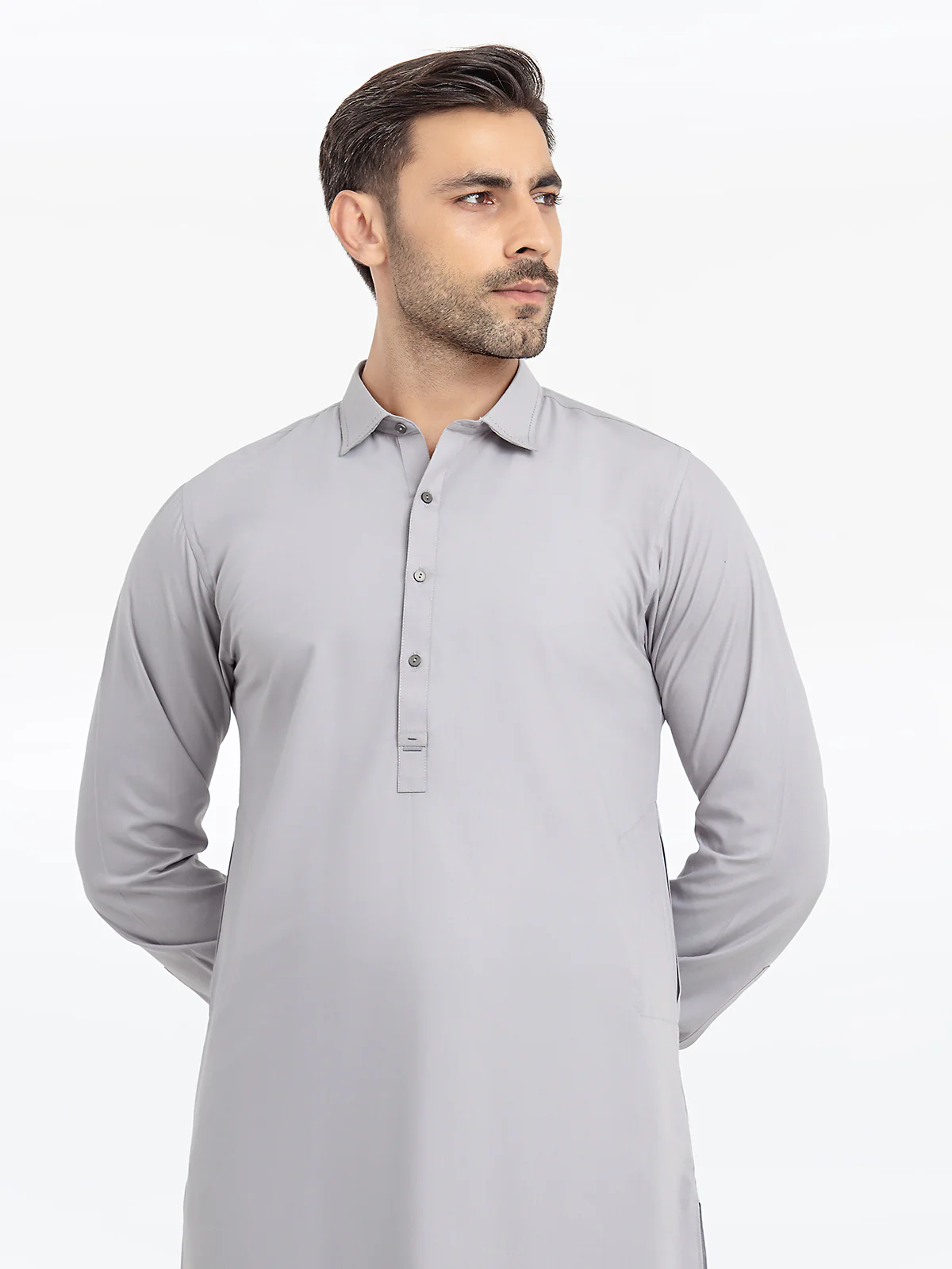 Men's Grey Shalwar Kameez - EMTKS24S-41136 - Image 2