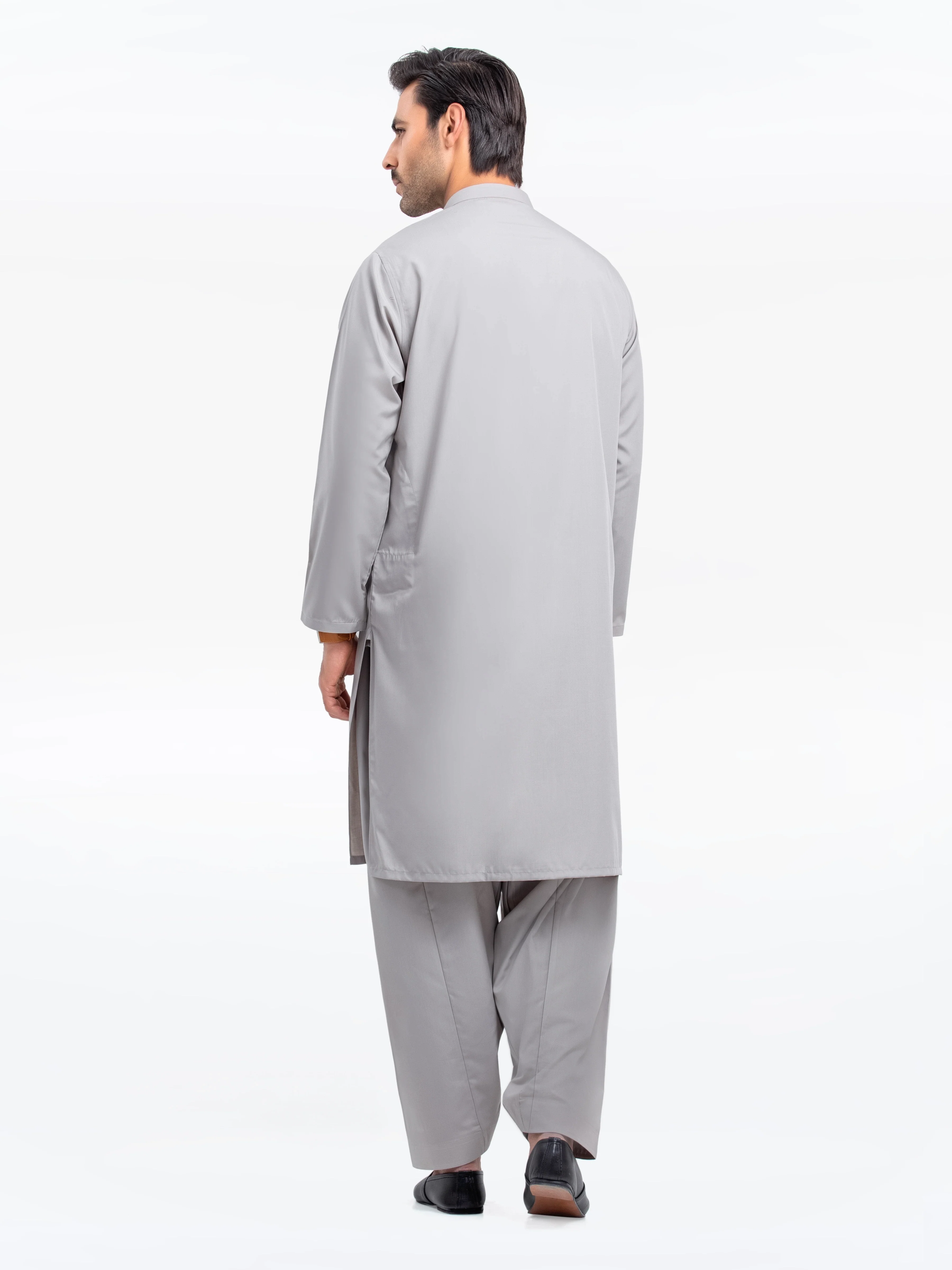 Men's Grey Shalwar Kameez - EMTKS25S-41147 - Image 5