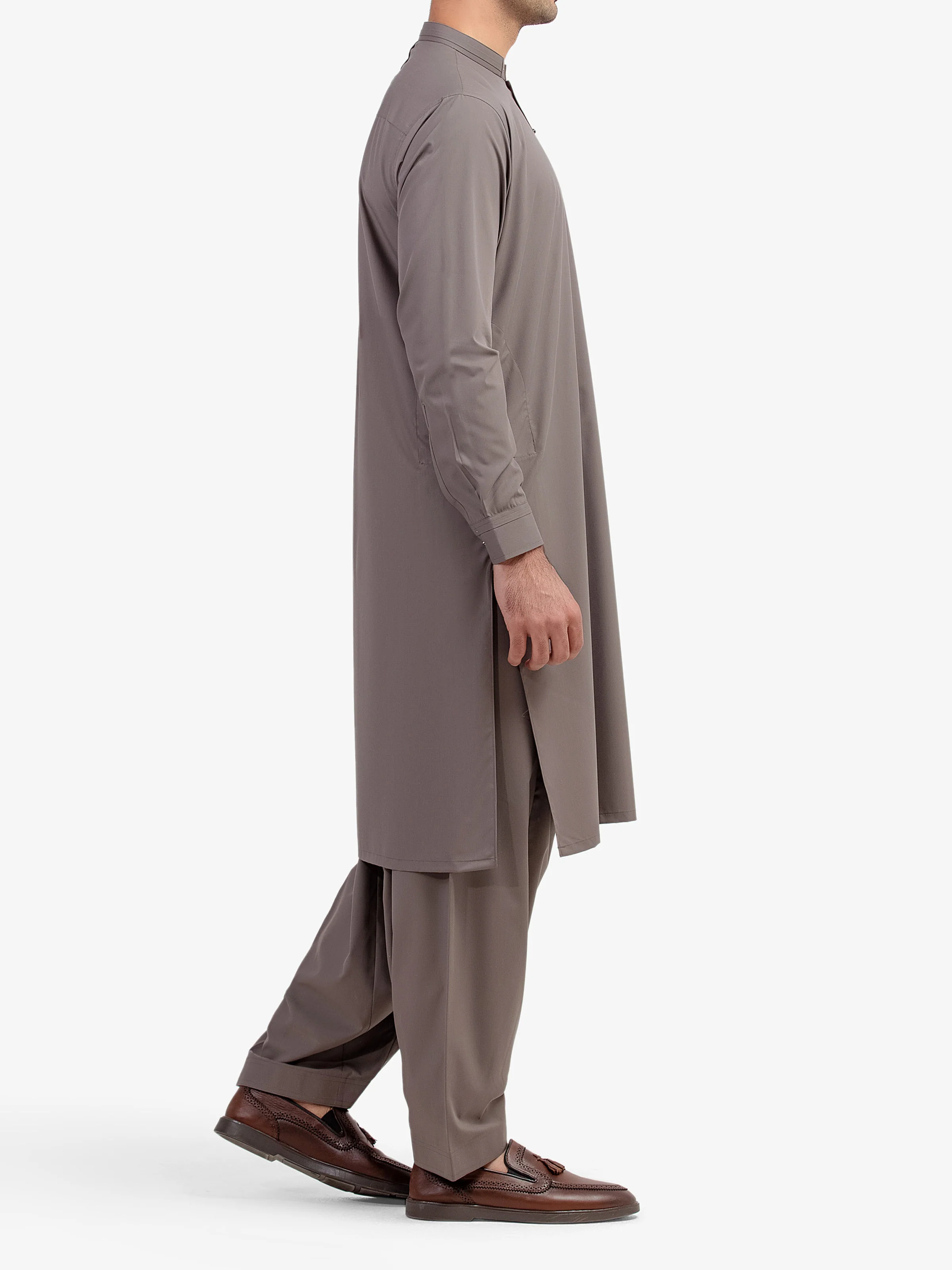 Men's Grey Shalwar Kameez - EMTKS5-41165 - Image 4