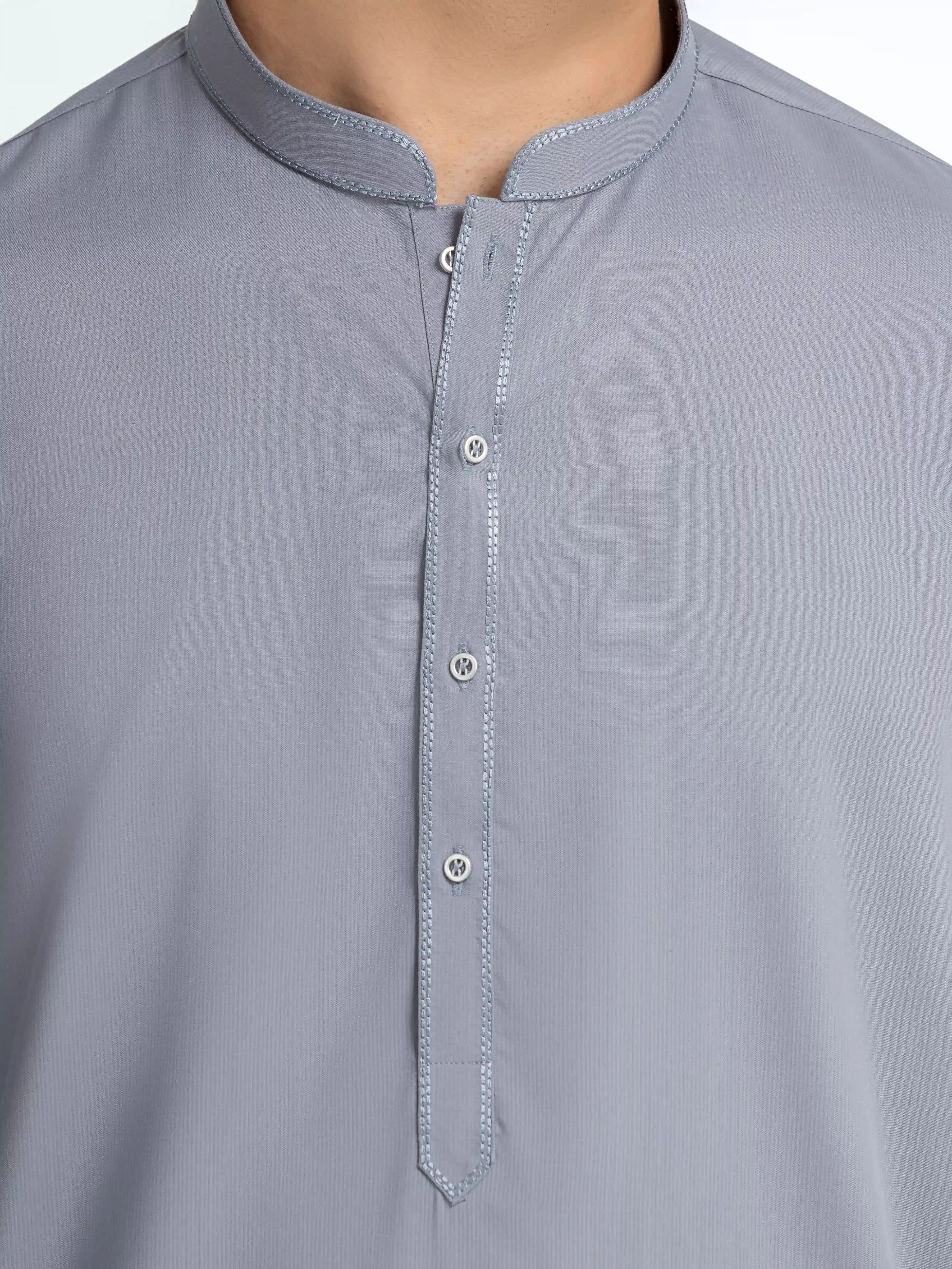 Men's Grey Shalwar Kameez - EMTKS5-41226 - Image 3