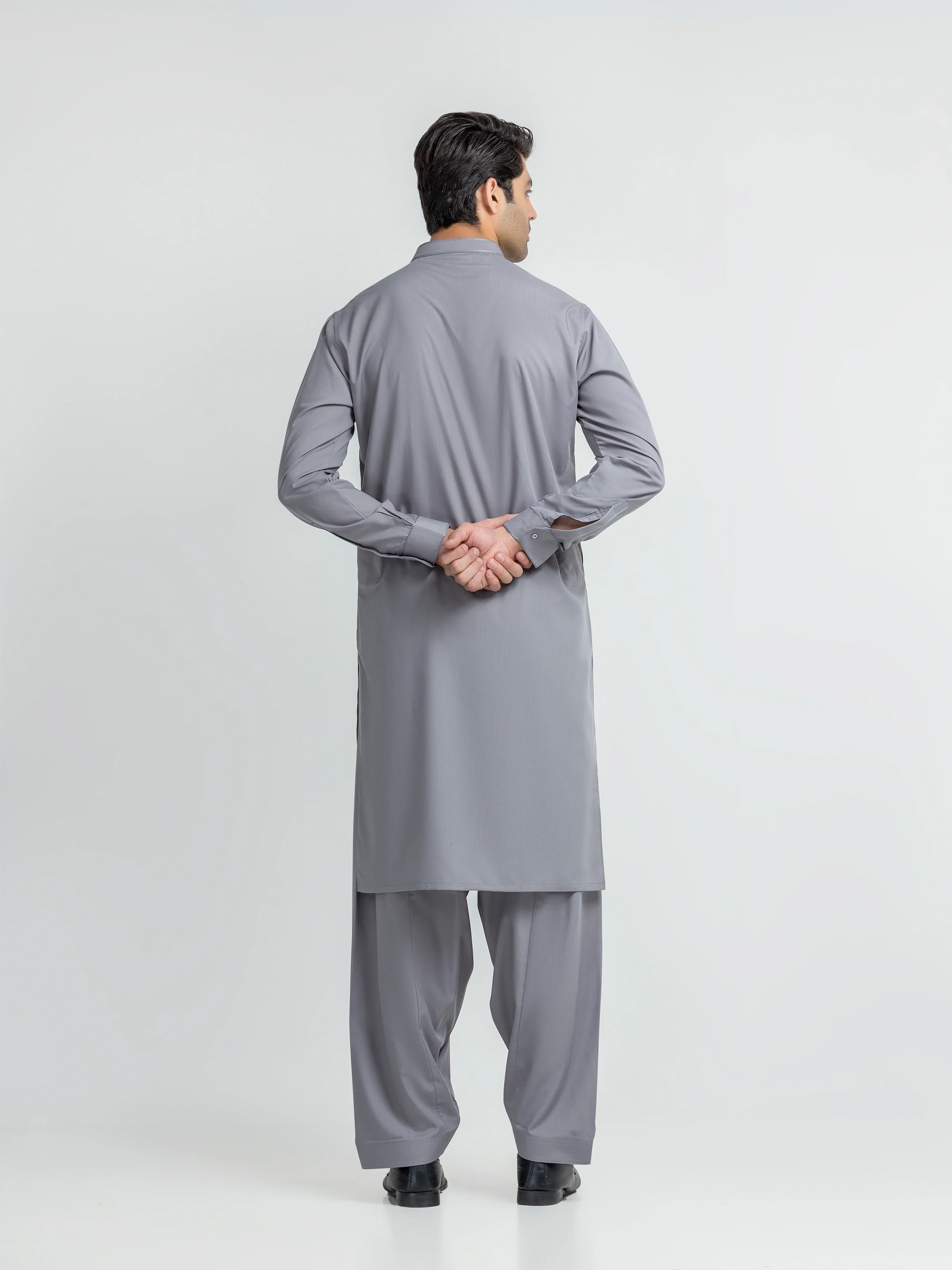 Men's Grey Shalwar Kameez - EMTKS5-41226 - Image 5