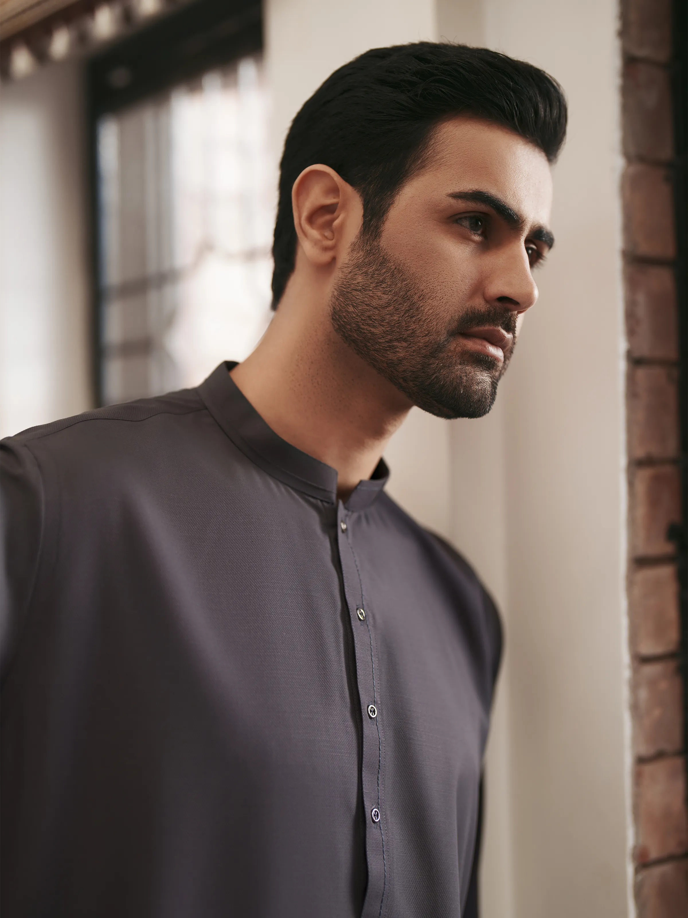 Men's Grey Shalwar Kameez - EMTKS6-41241 - Image 2