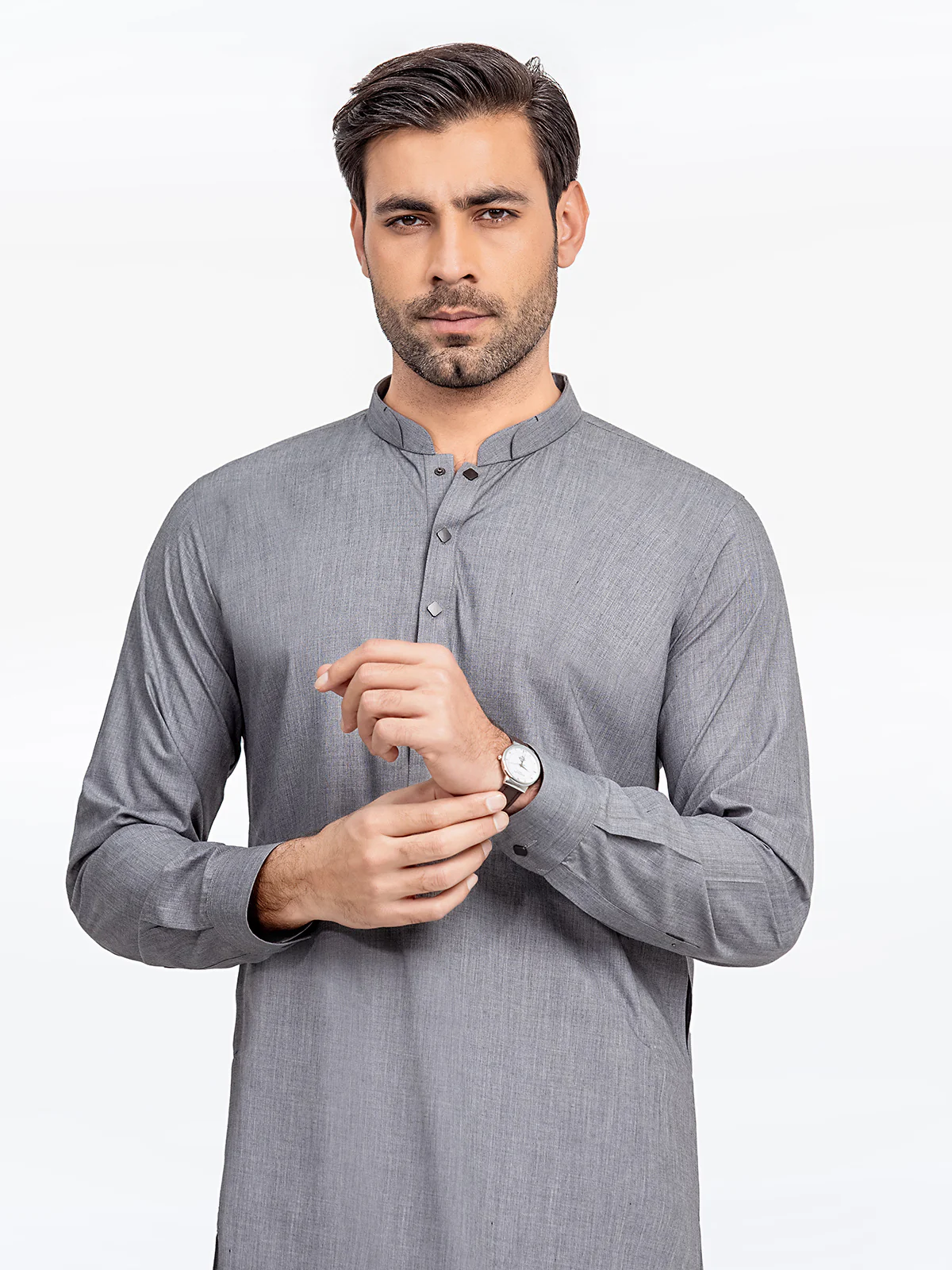 Men's Grey Shalwar Kameez - EMTKST24-99425 - Image 2