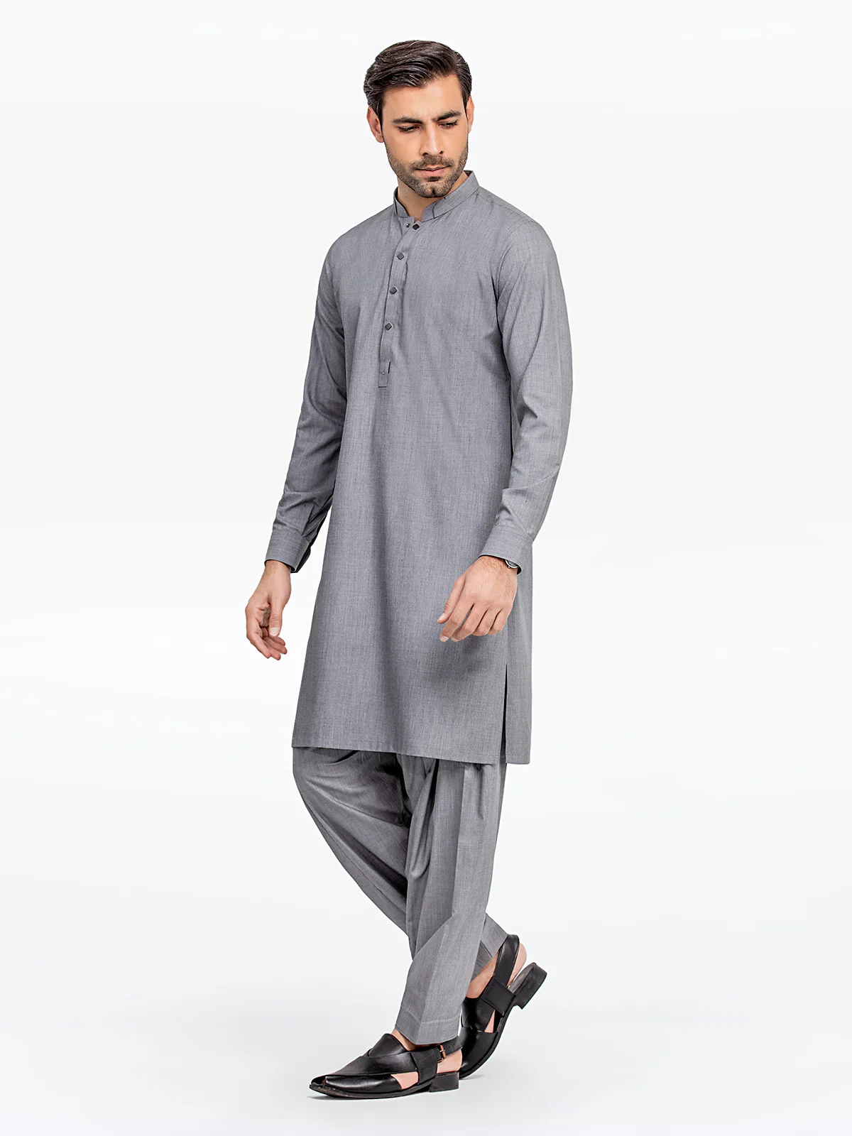Men's Grey Shalwar Kameez - EMTKST24-99425 - Image 3