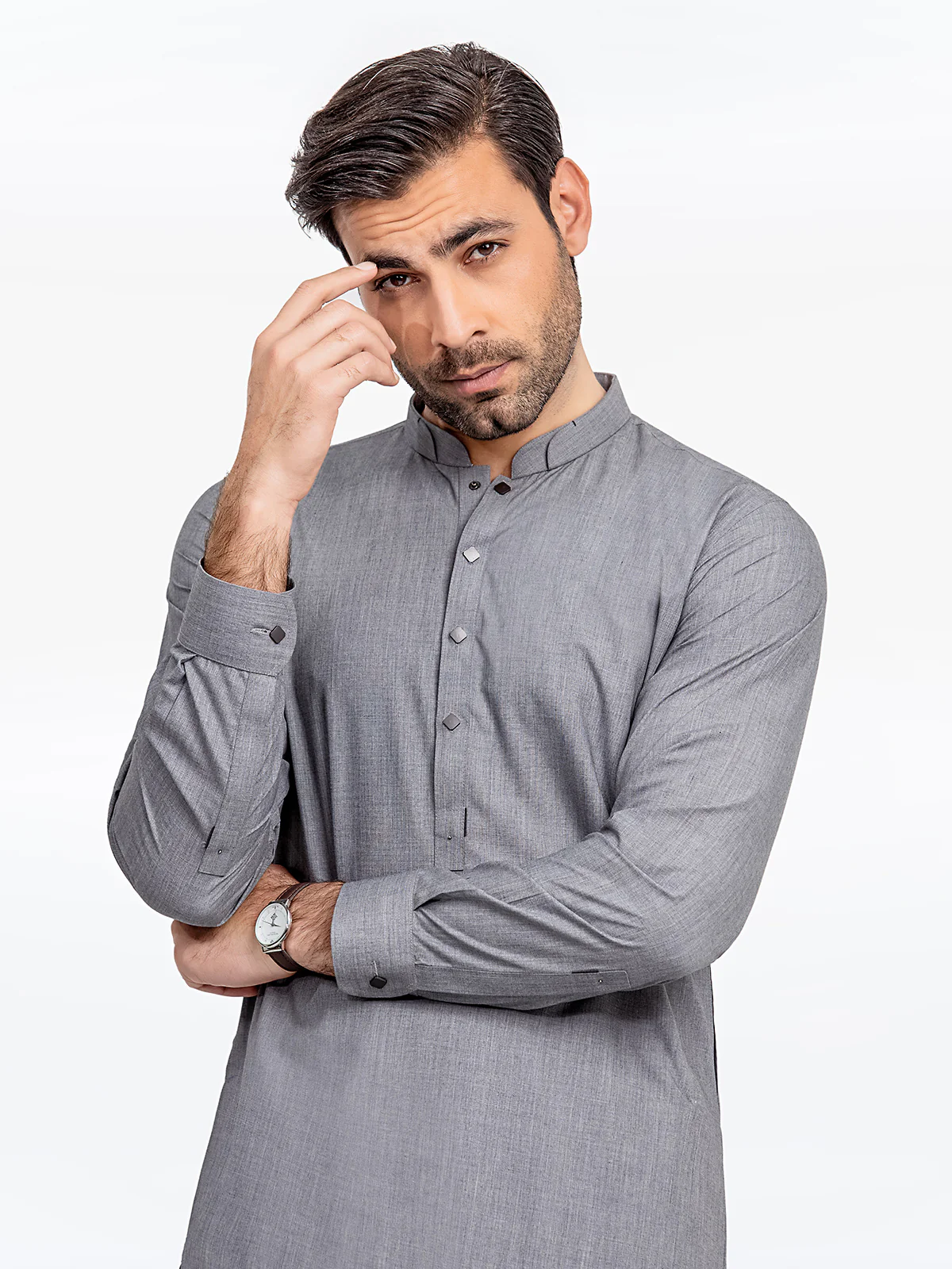 Men's Grey Shalwar Kameez - EMTKST24-99425 - Image 4