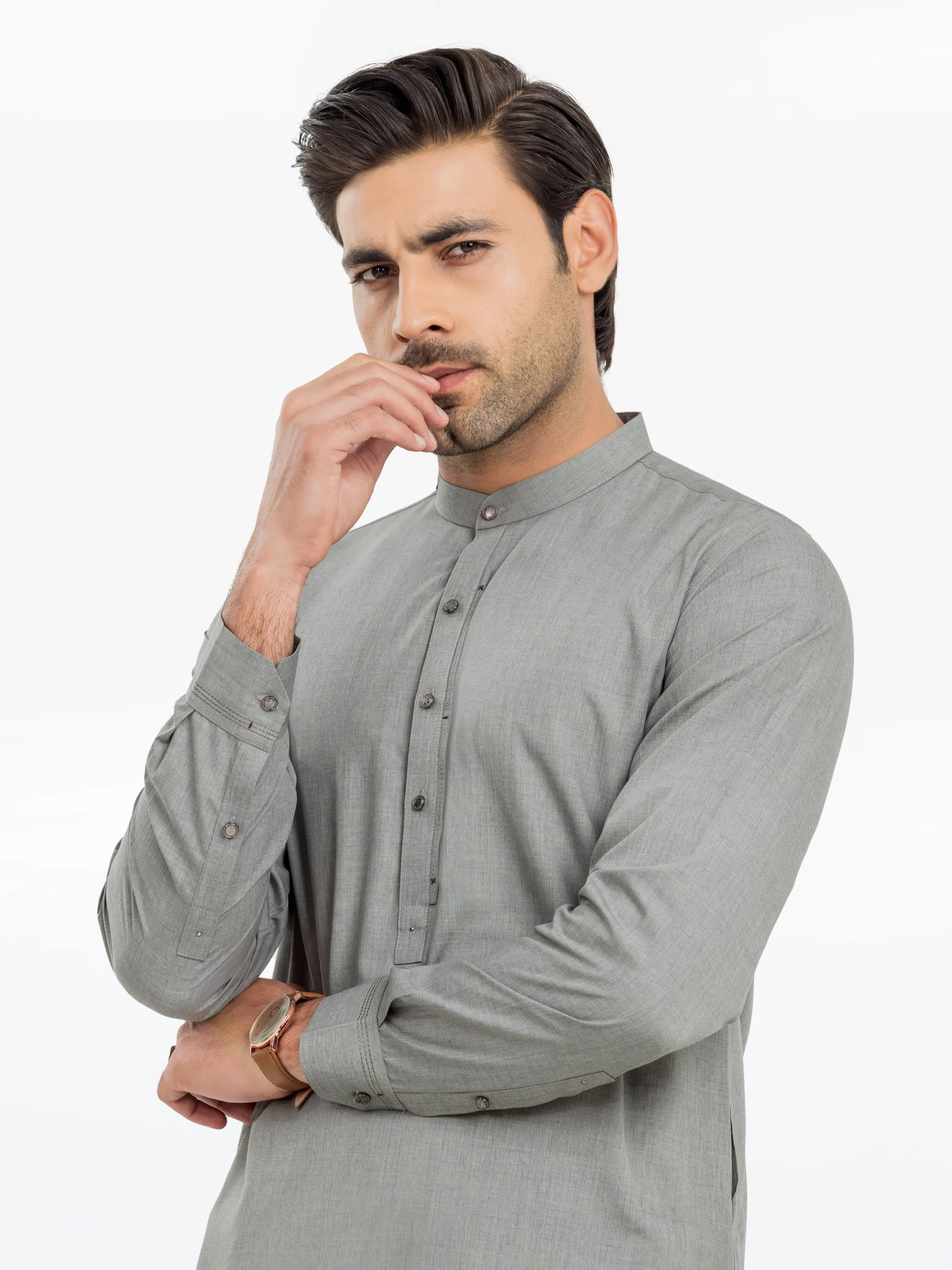 Men's Grey Shalwar Kameez - EMTKST24S-99463 - Image 2