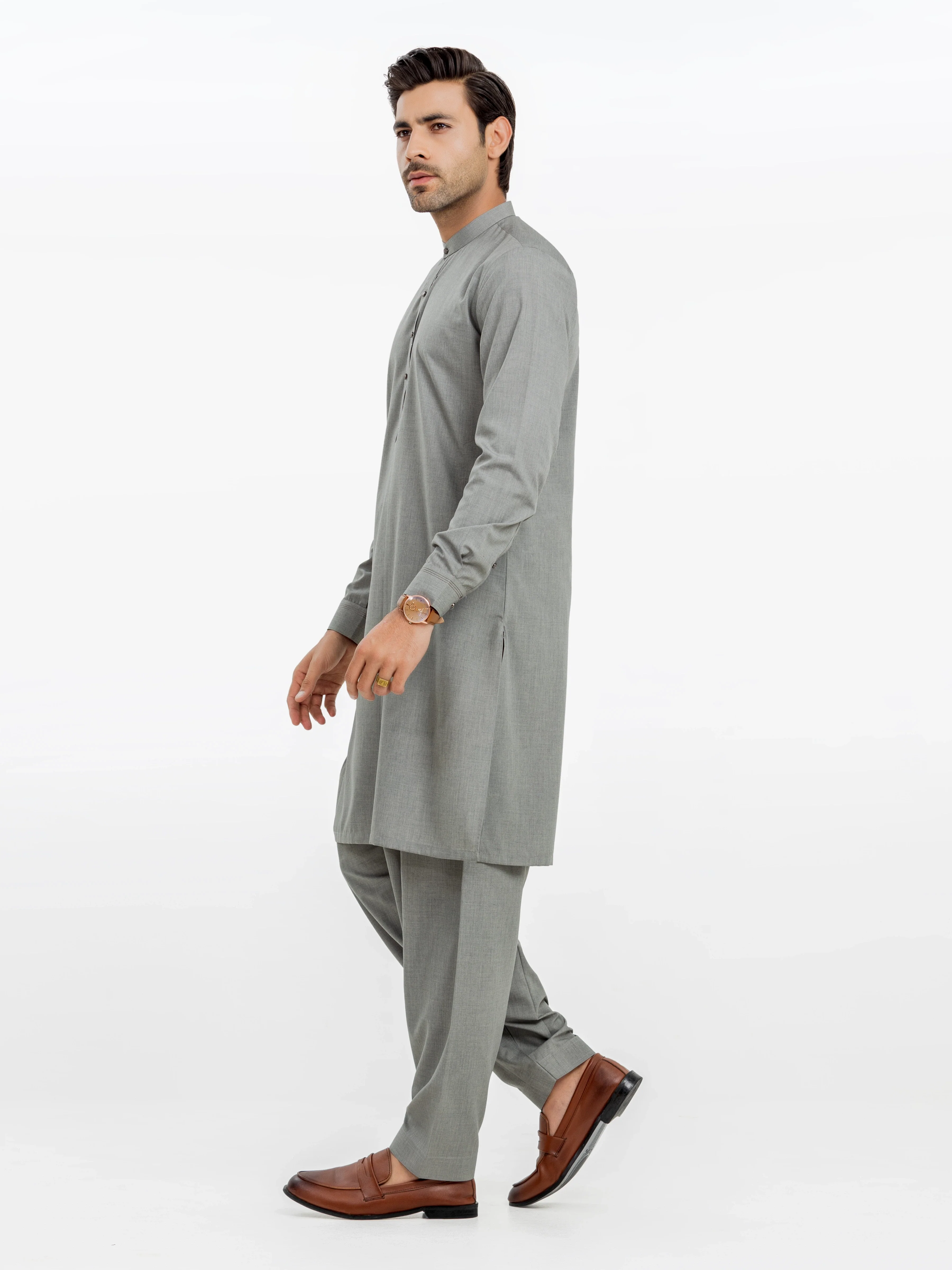 Men's Grey Shalwar Kameez - EMTKST24S-99463 - Image 6