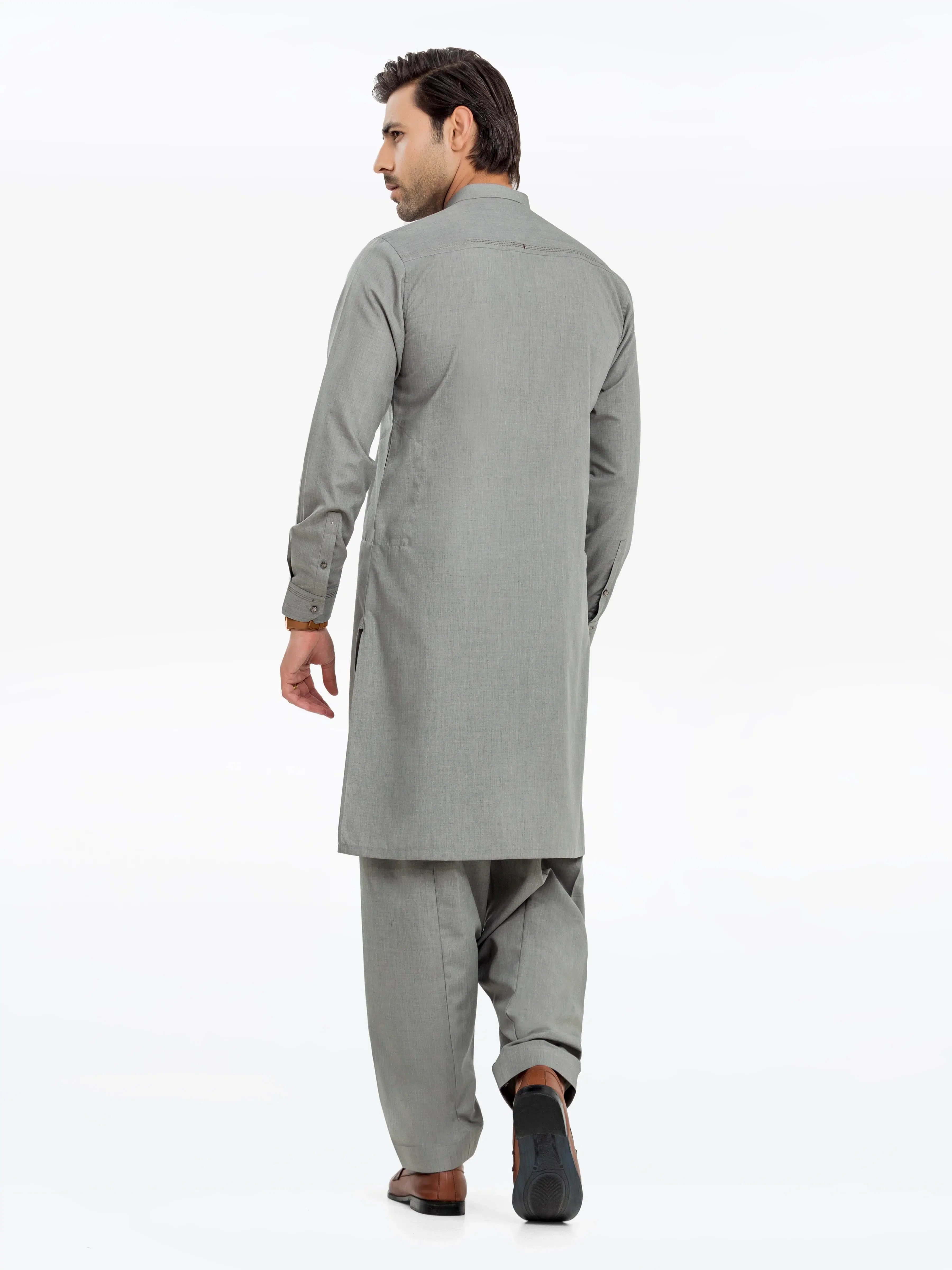 Men's Grey Shalwar Kameez - EMTKST24S-99463 - Image 7