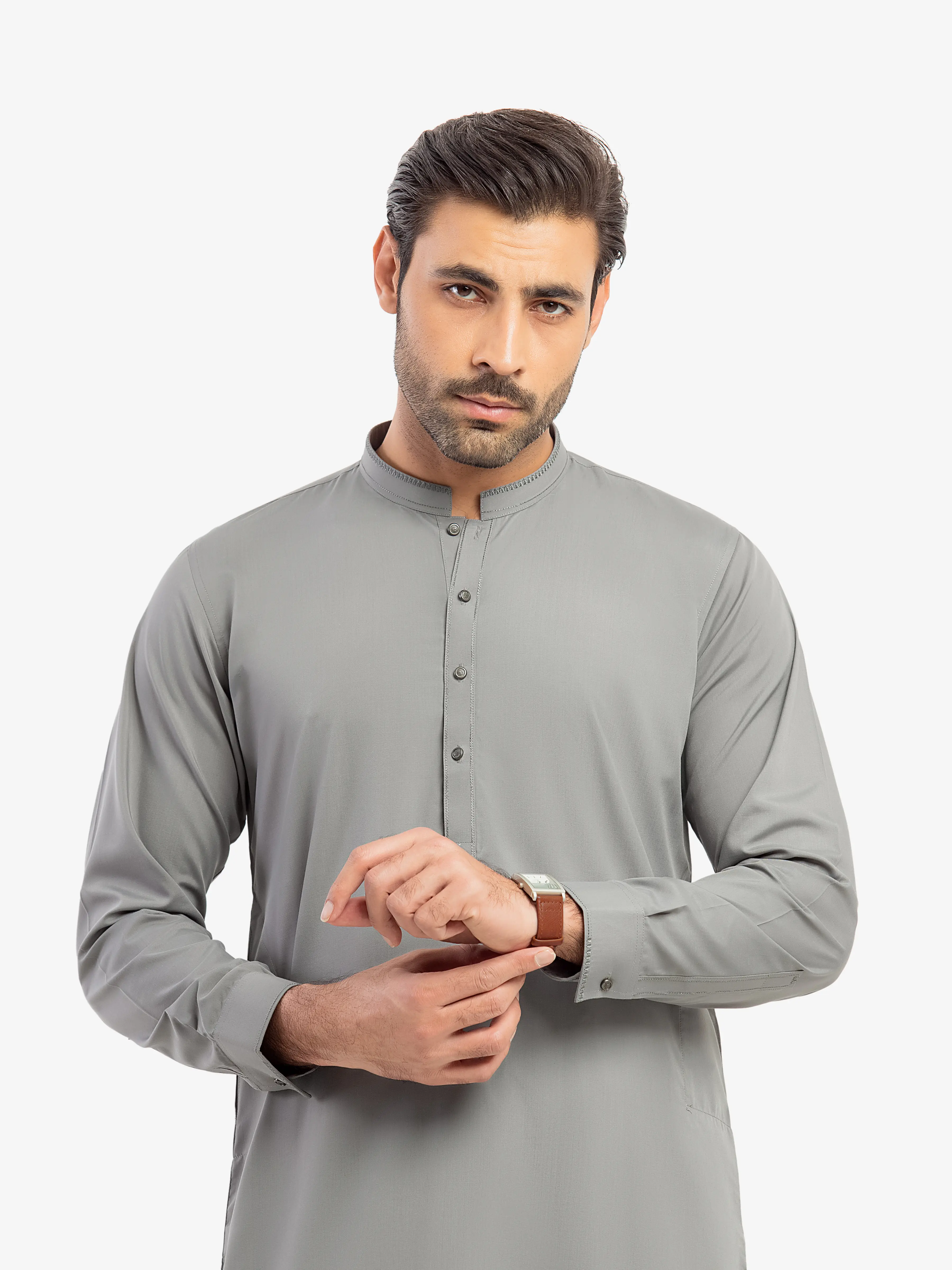 Men's Grey Shalwar Kameez - EMTKST5-99613 - Image 2