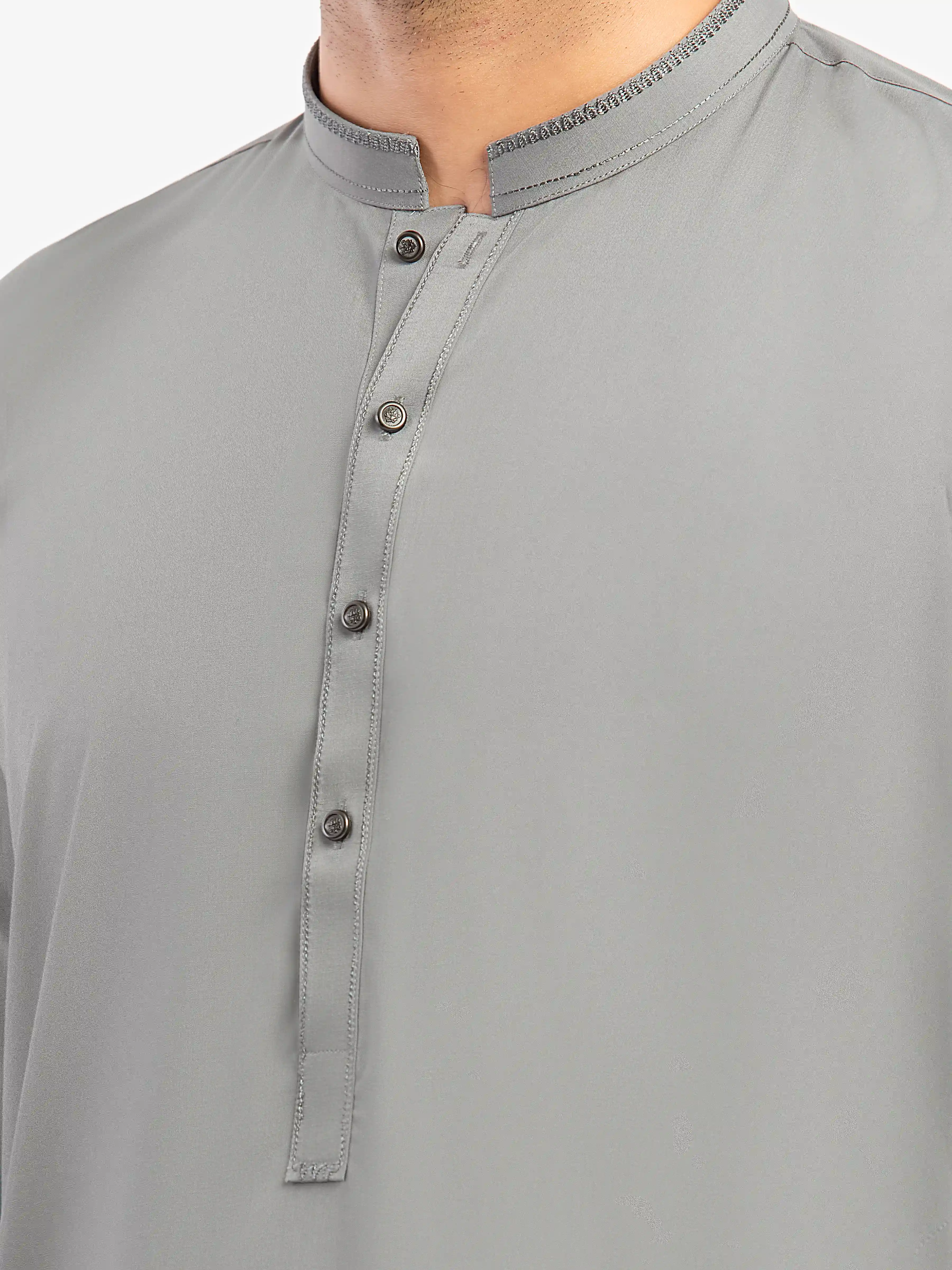 Men's Grey Shalwar Kameez - EMTKST5-99613 - Image 3