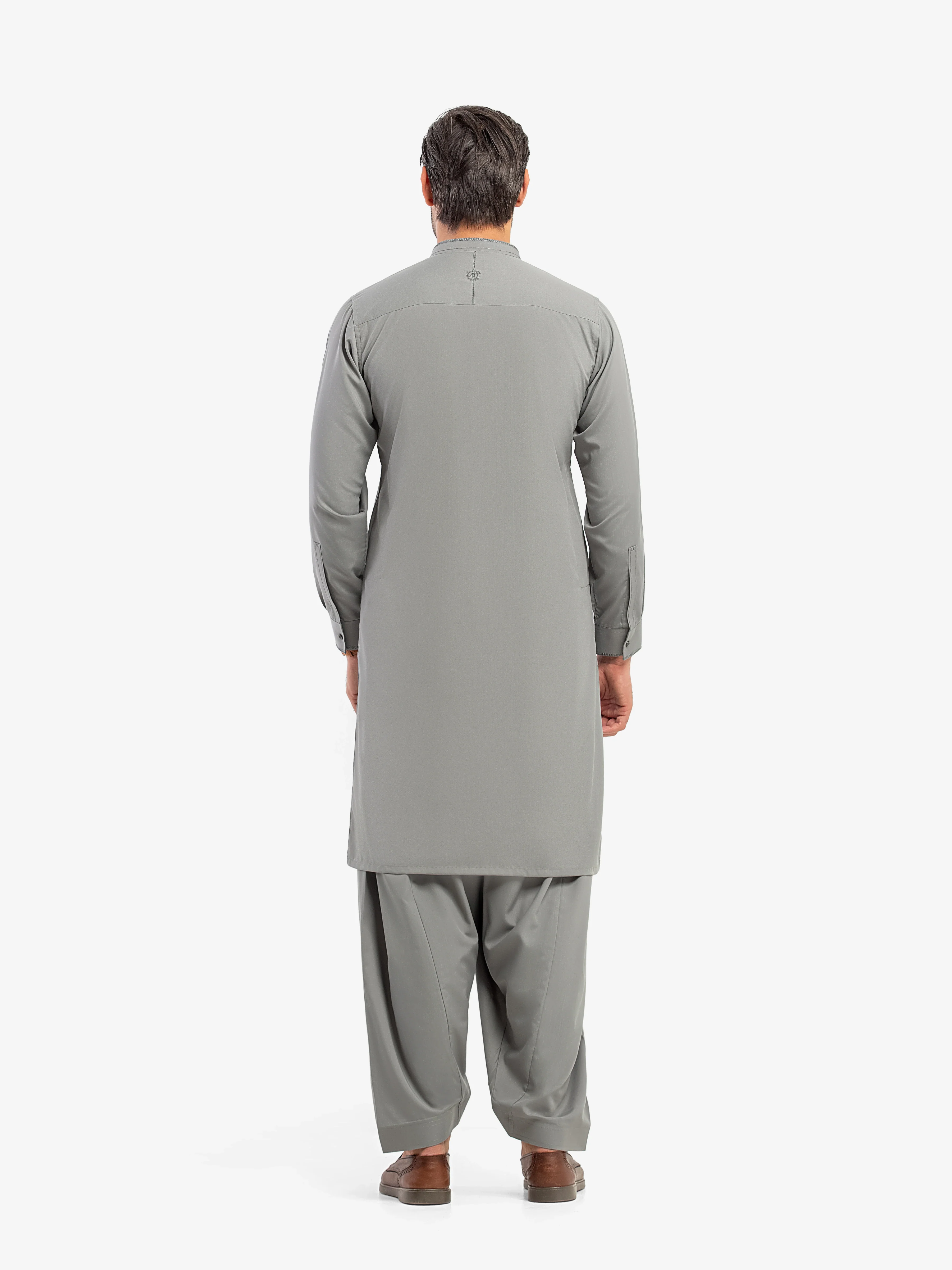 Men's Grey Shalwar Kameez - EMTKST5-99613 - Image 5