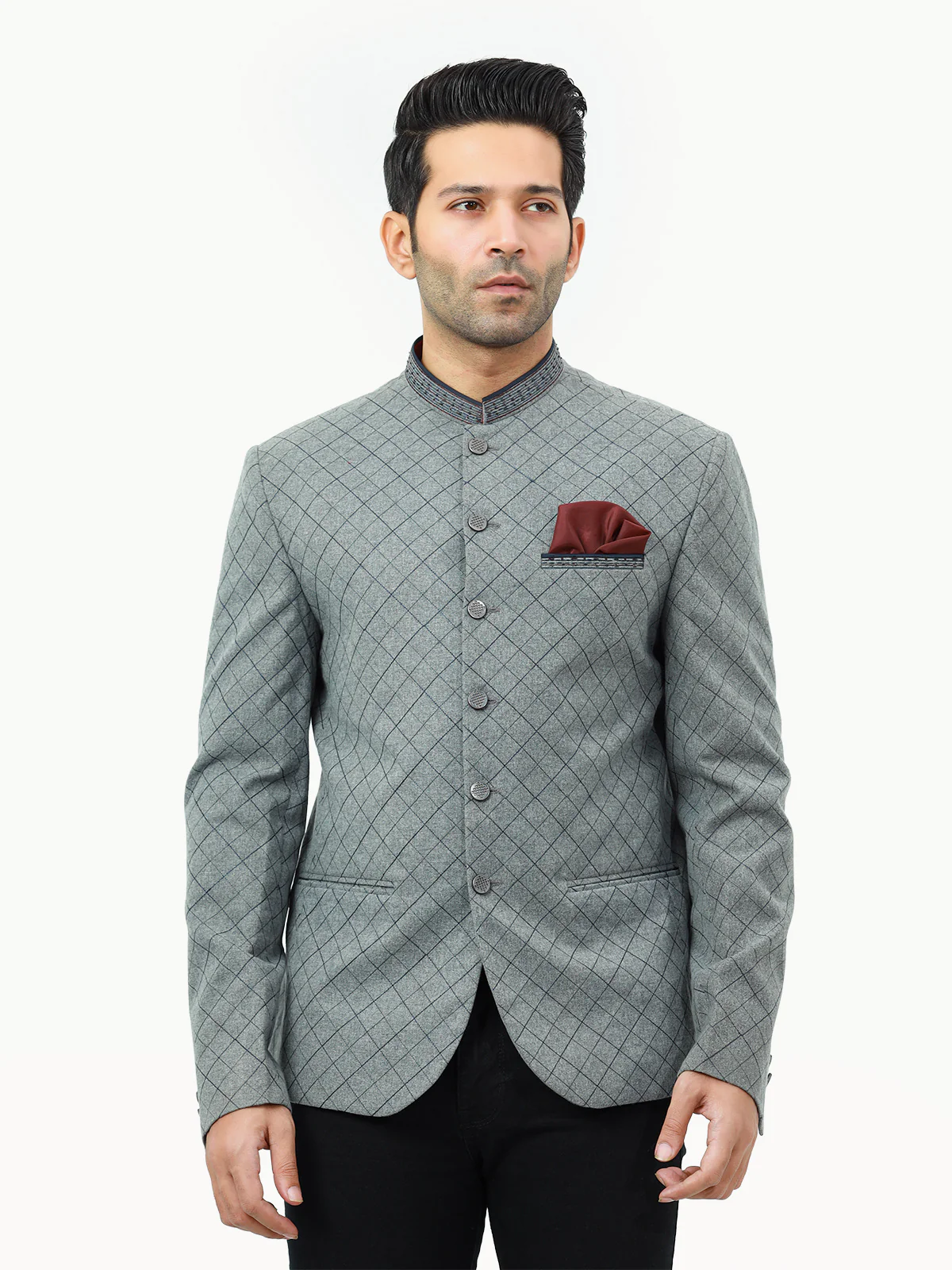 Men's Grey Prince Coat - EMTPC22-008 - Image 2