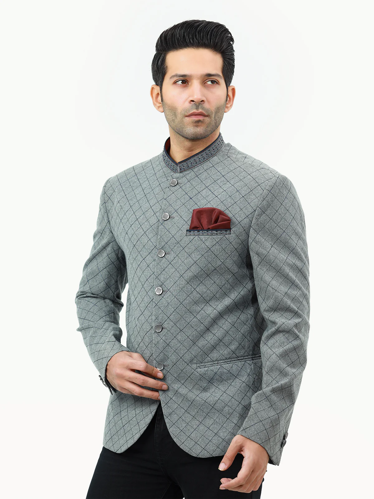 Men's Grey Prince Coat - EMTPC22-008 - Image 3