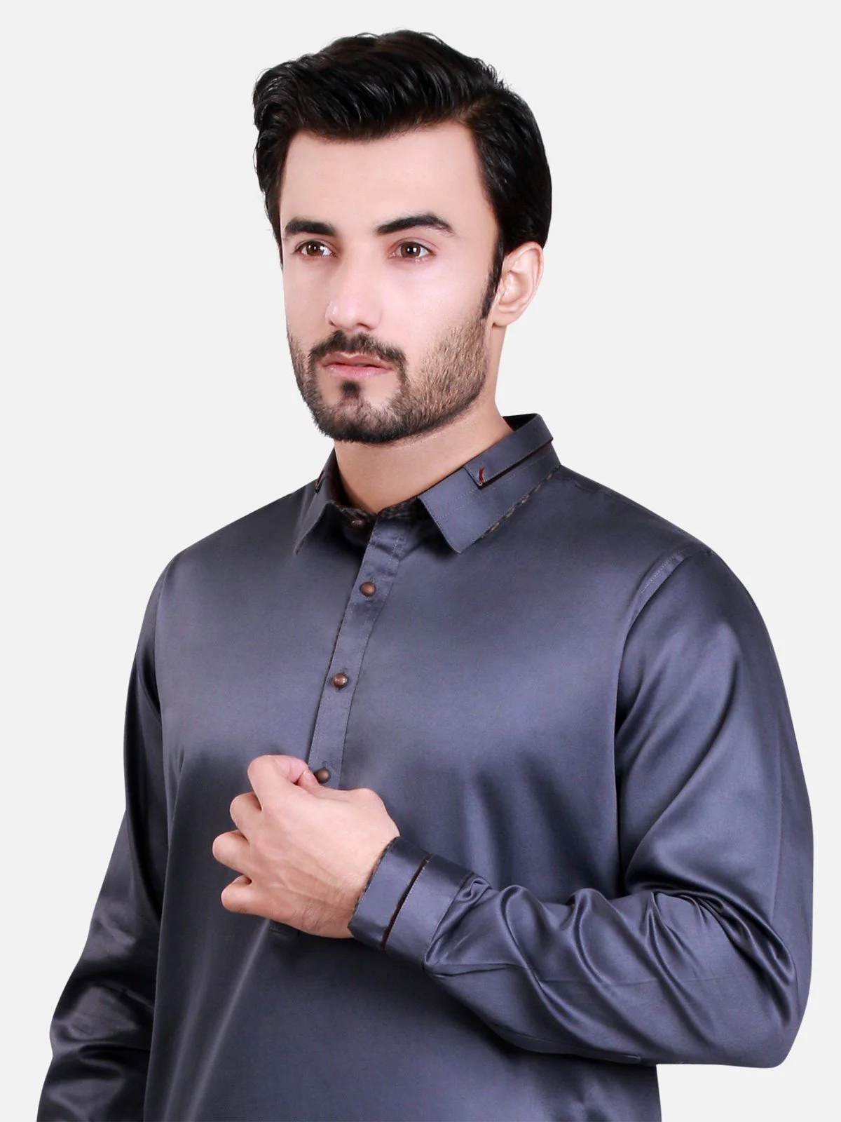 Men's Grey Shalwar Kameez - MTKS-C17S-40456 - Image 2
