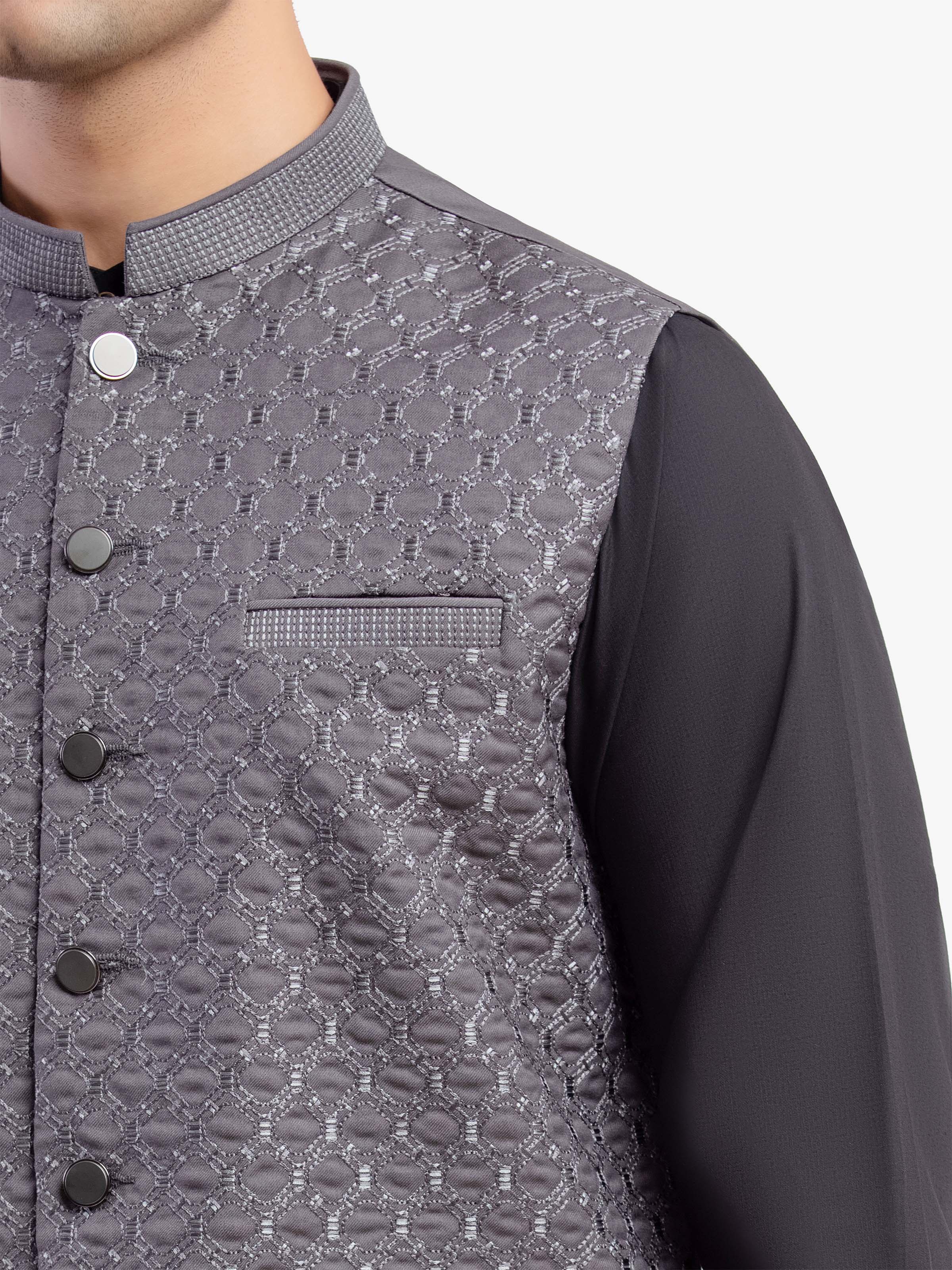 Men's Grey Waist Coat - EMTWC5-35964 - Image 3