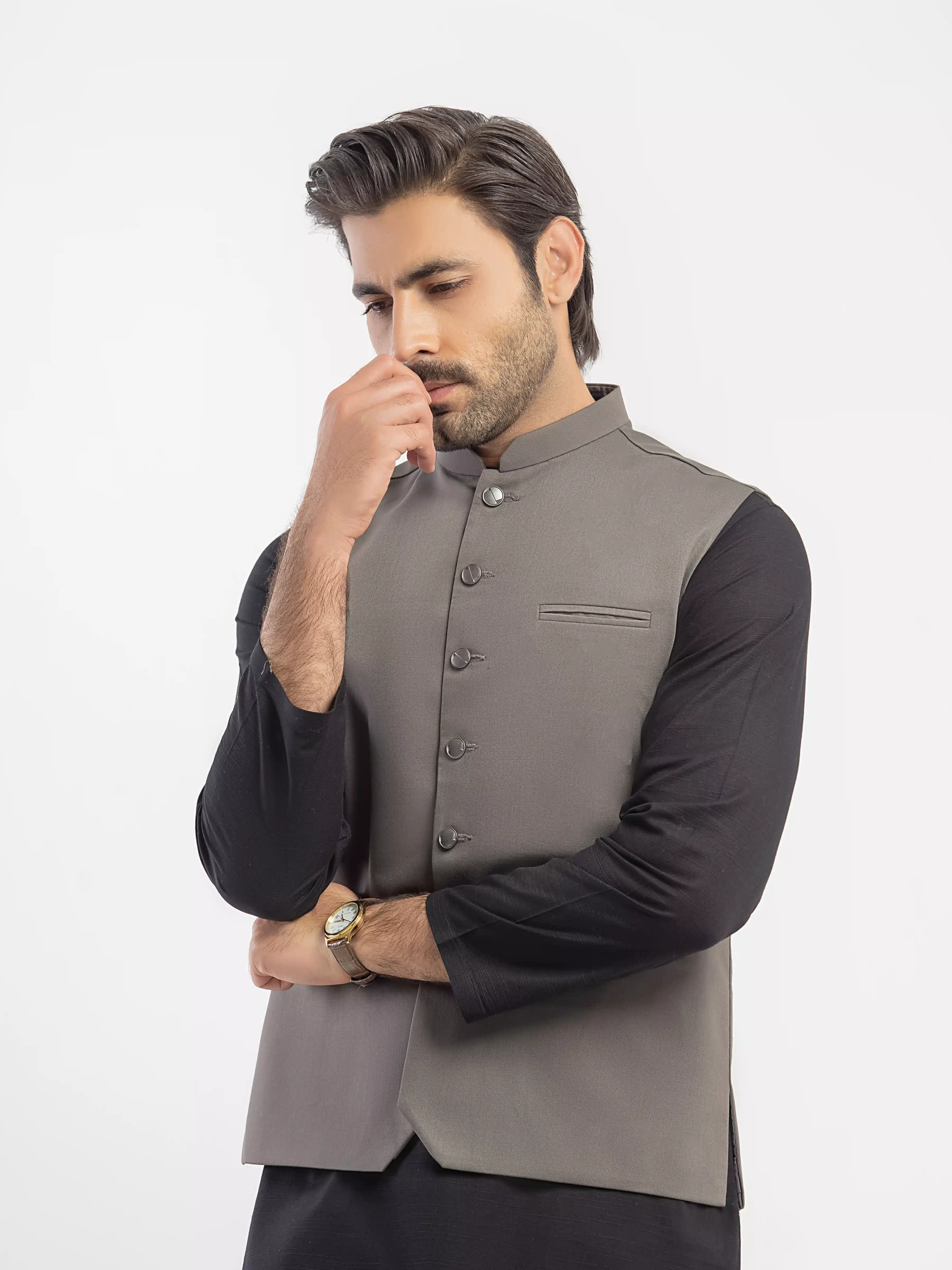 Men's Grey Waist Coat - EMTWCP5-35942 - Image 2