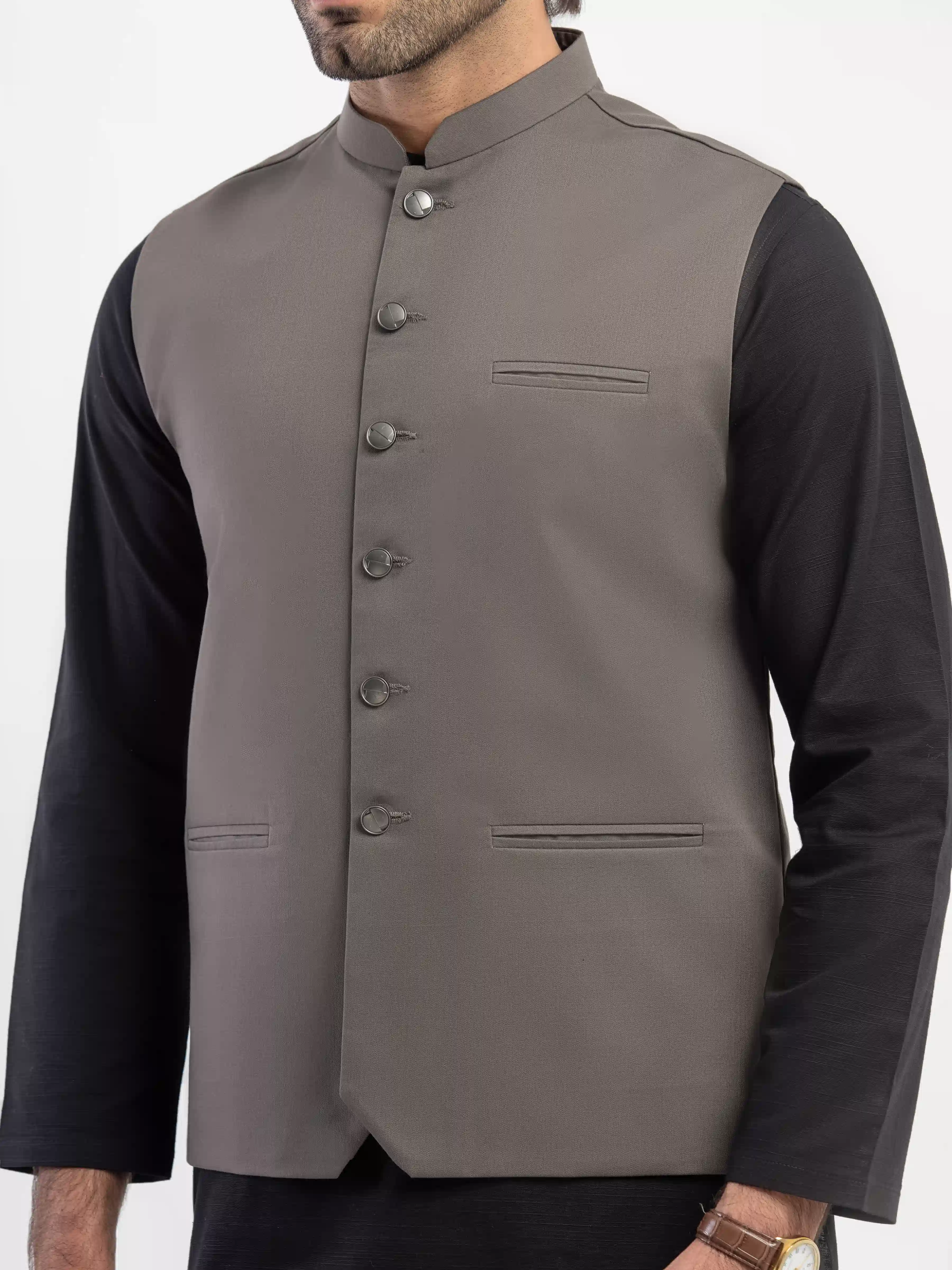 Men's Grey Waist Coat - EMTWCP5-35942 - Image 4