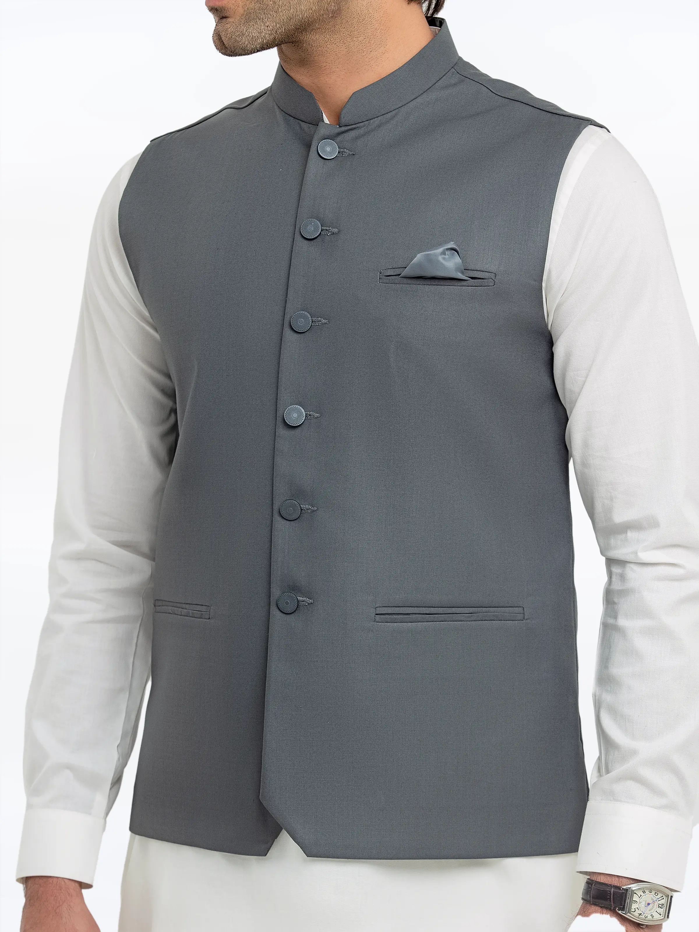 Men's Grey Waist Coat - EMTWCP5-35946 - Image 3