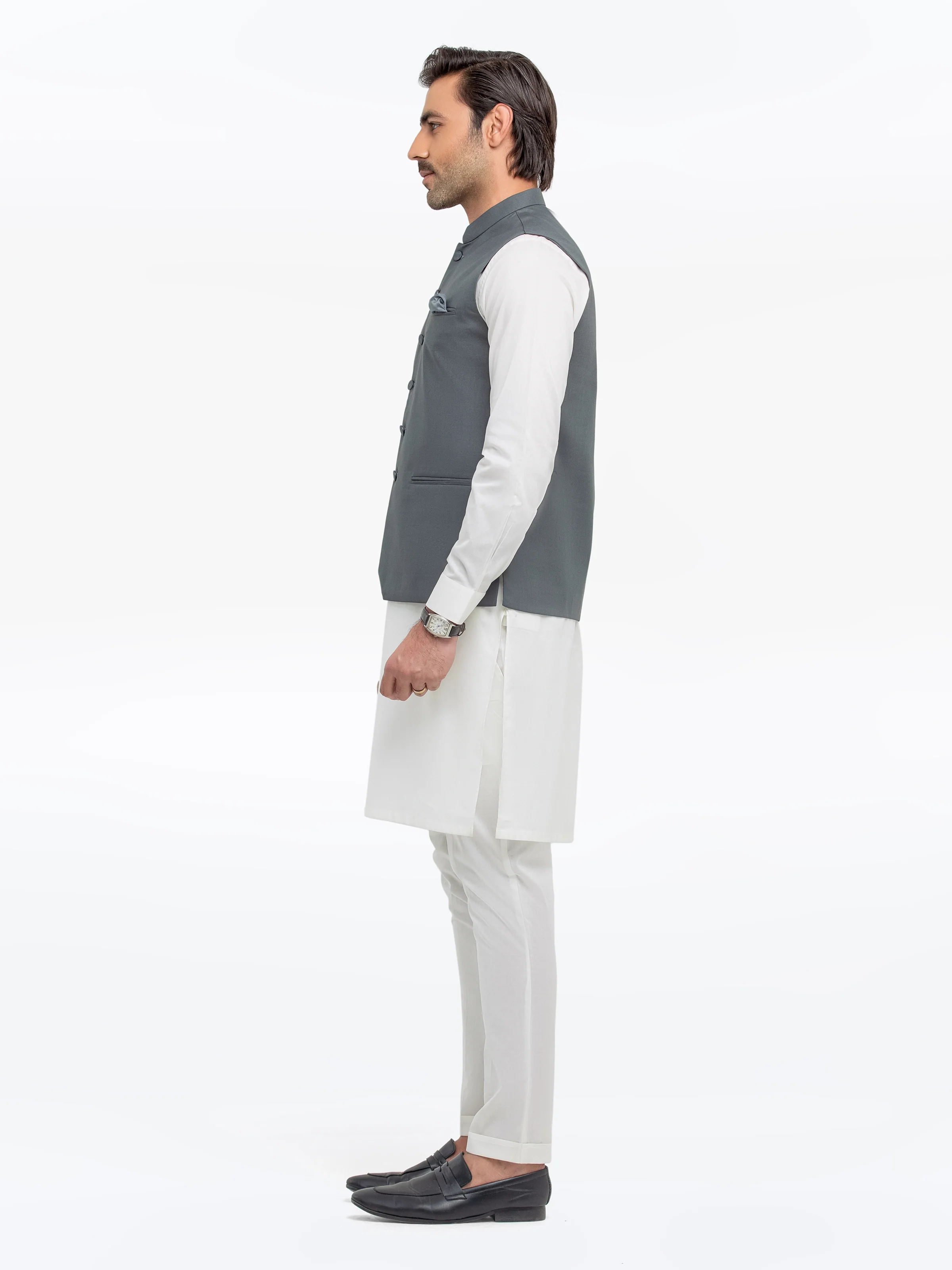 Men's Grey Waist Coat - EMTWCP5-35946 - Image 4