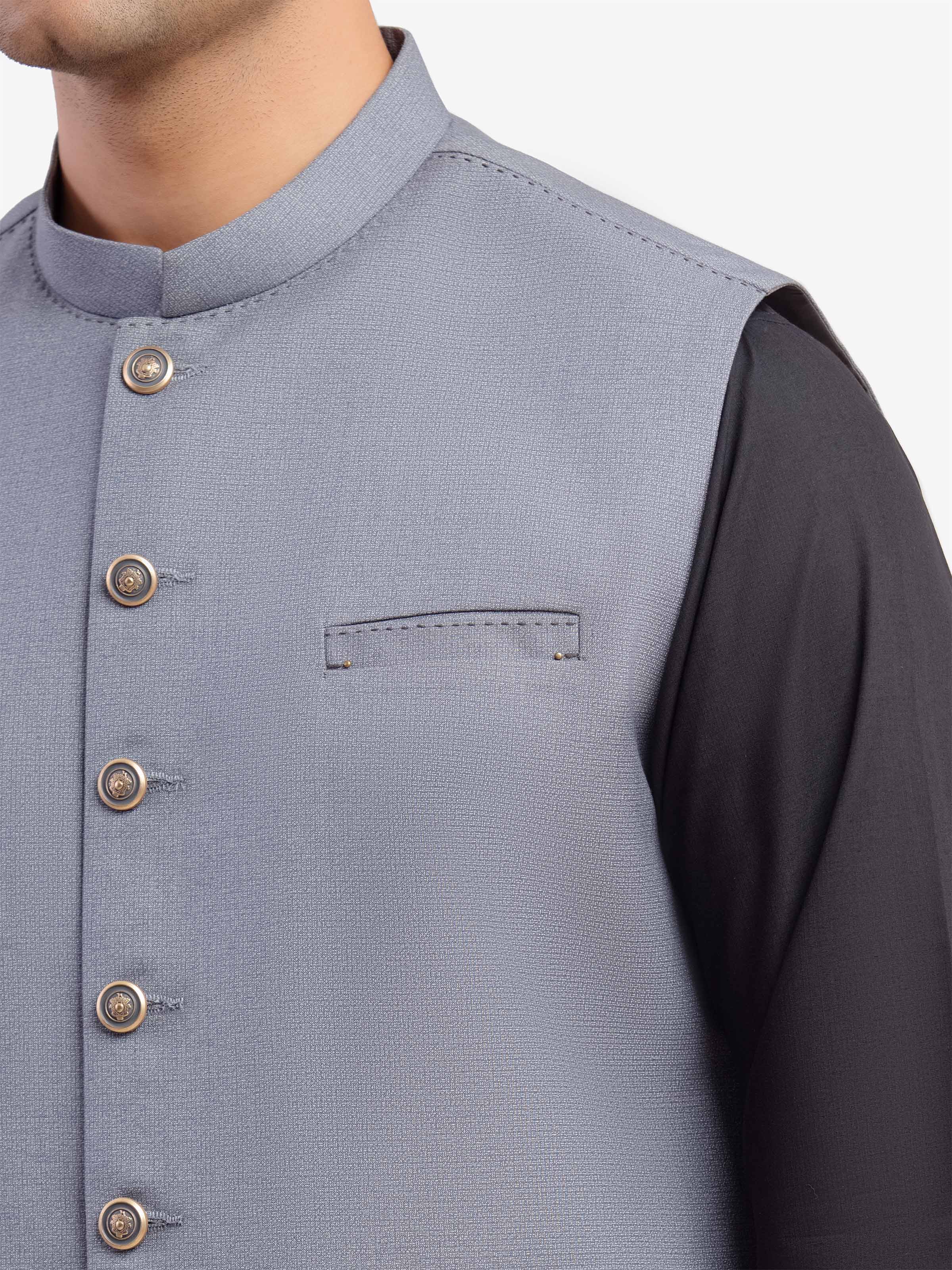 Men's Grey Waist Coat - EMTWCP5-35990 - Image 3