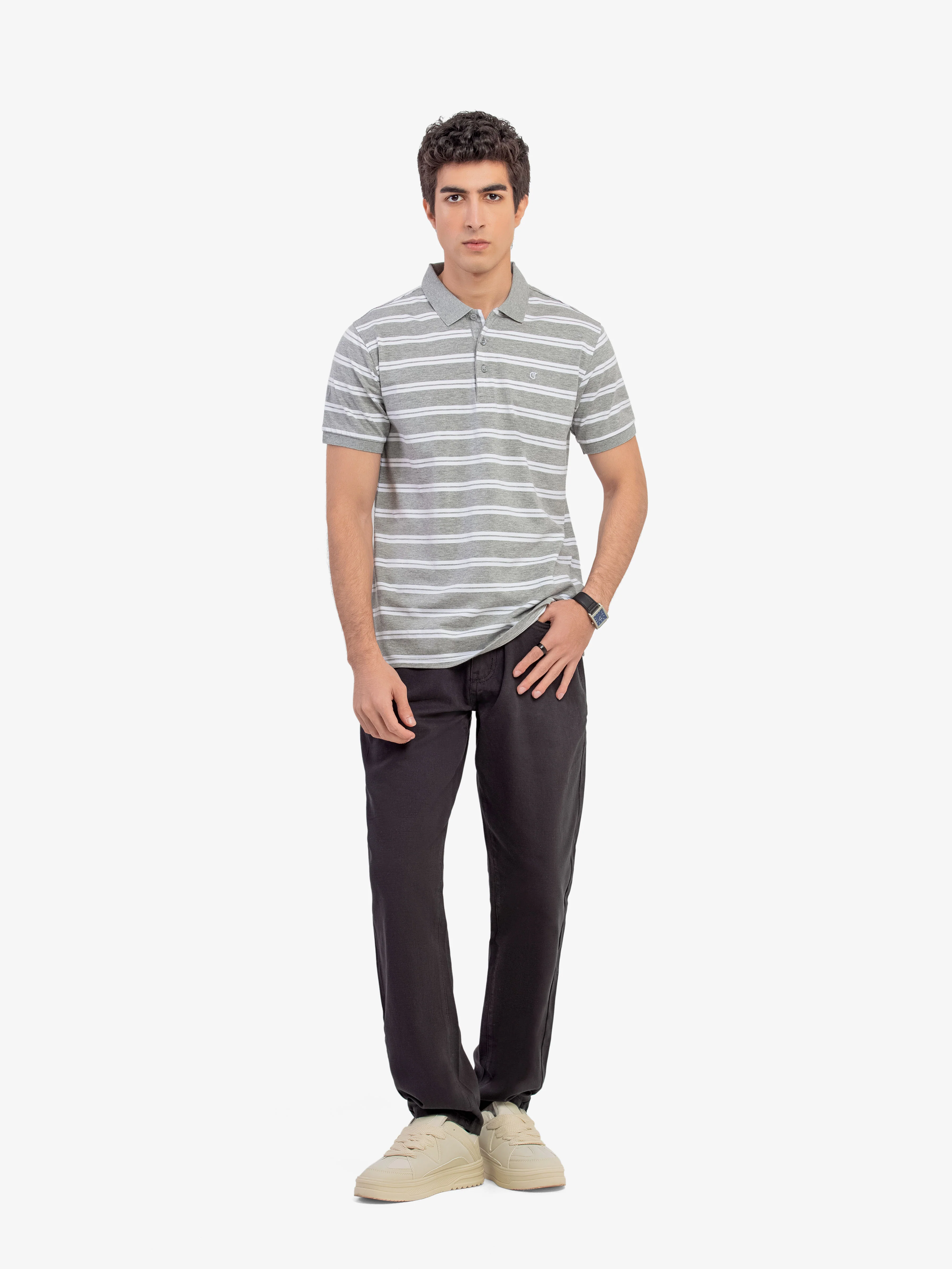 Men's Heather Grey & White Polo Shirt - EMTPS5-114 - Image 2